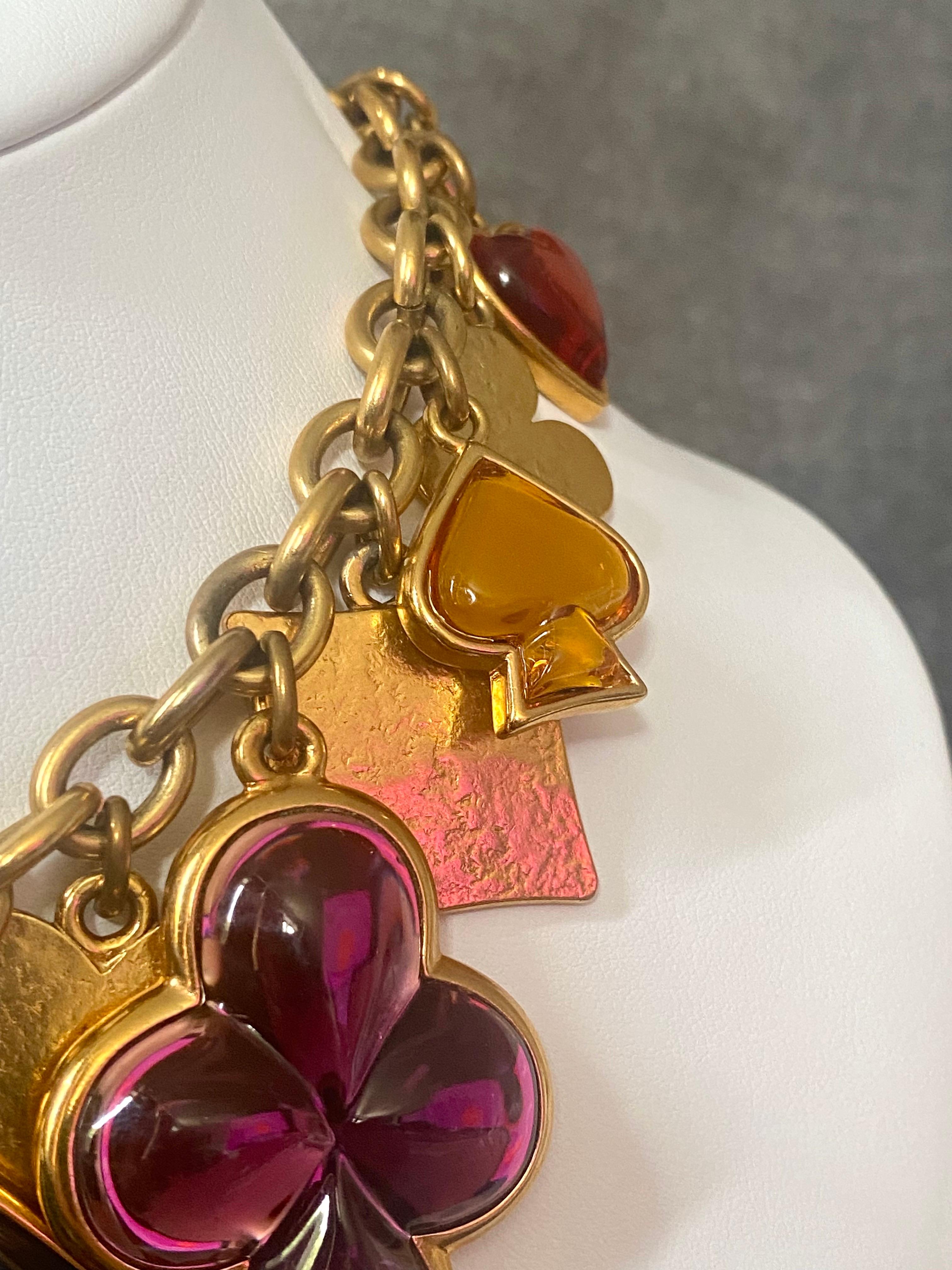 Robert Goosens for Yves Saint Laurent 1980s Playing Card Suite Charm Necklace In Excellent Condition In New York, NY