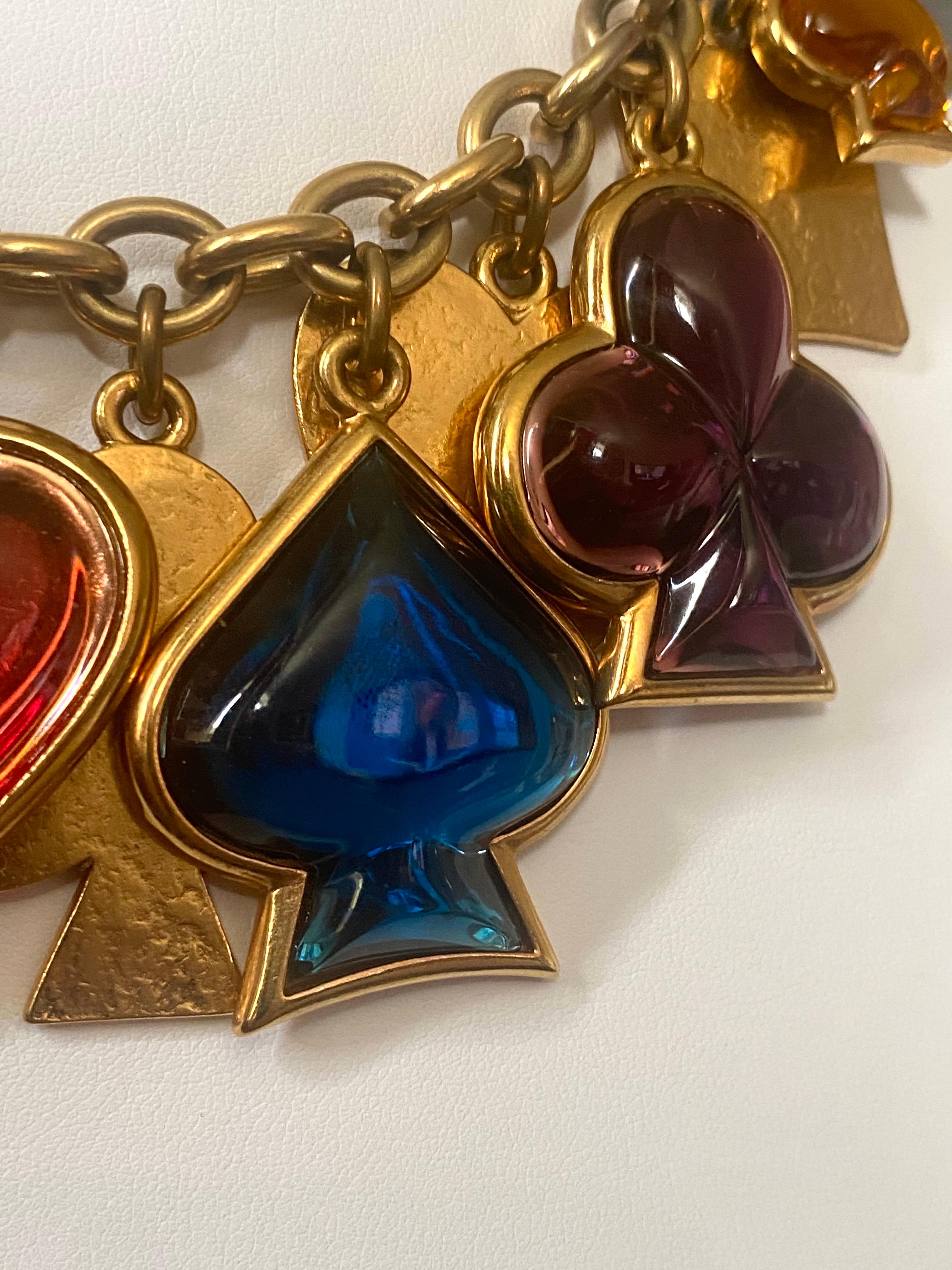 Women's or Men's Robert Goosens for Yves Saint Laurent 1980s Playing Card Suite Charm Necklace