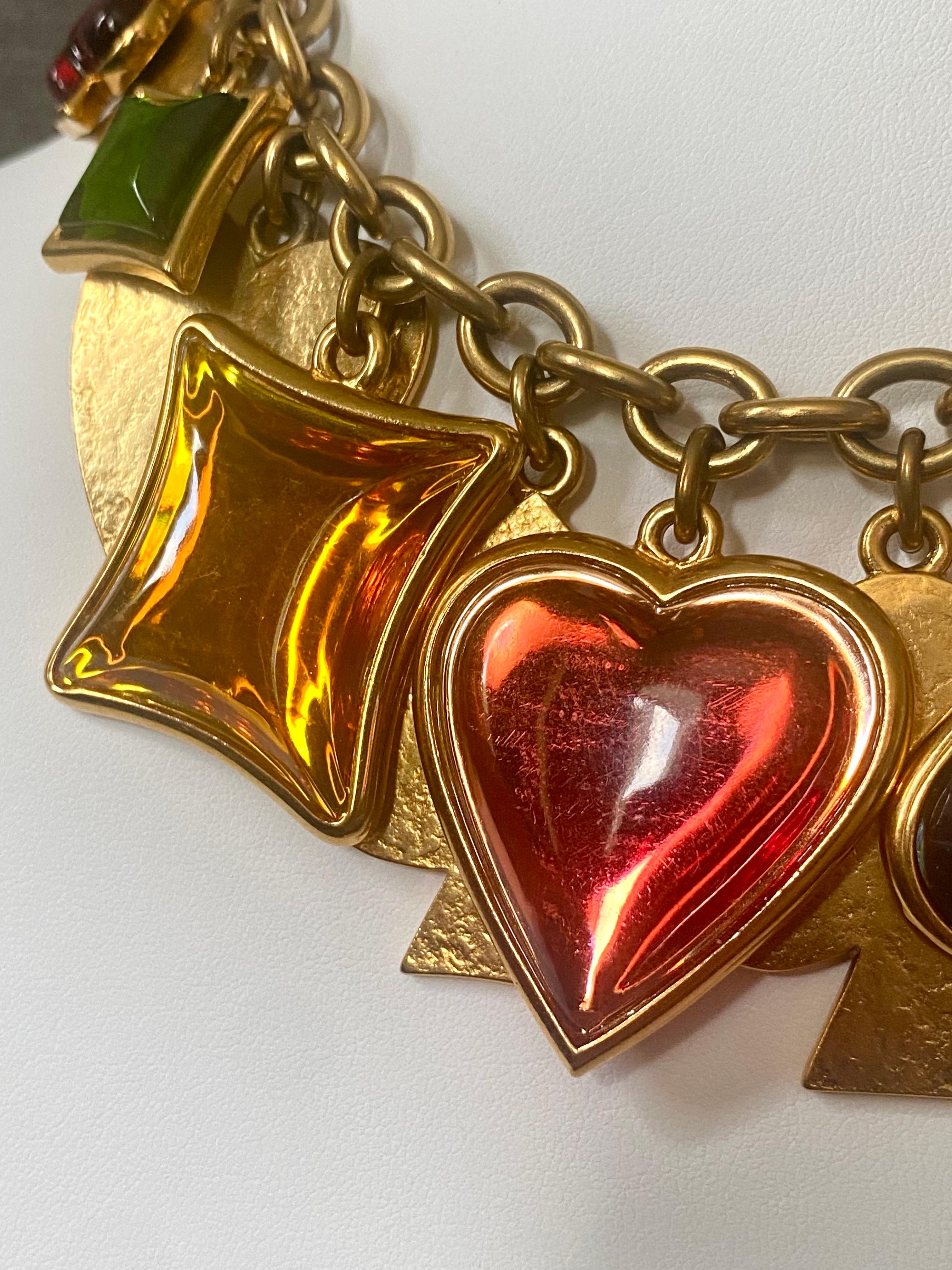 Robert Goosens for Yves Saint Laurent 1980s Playing Card Suite Charm Necklace 1
