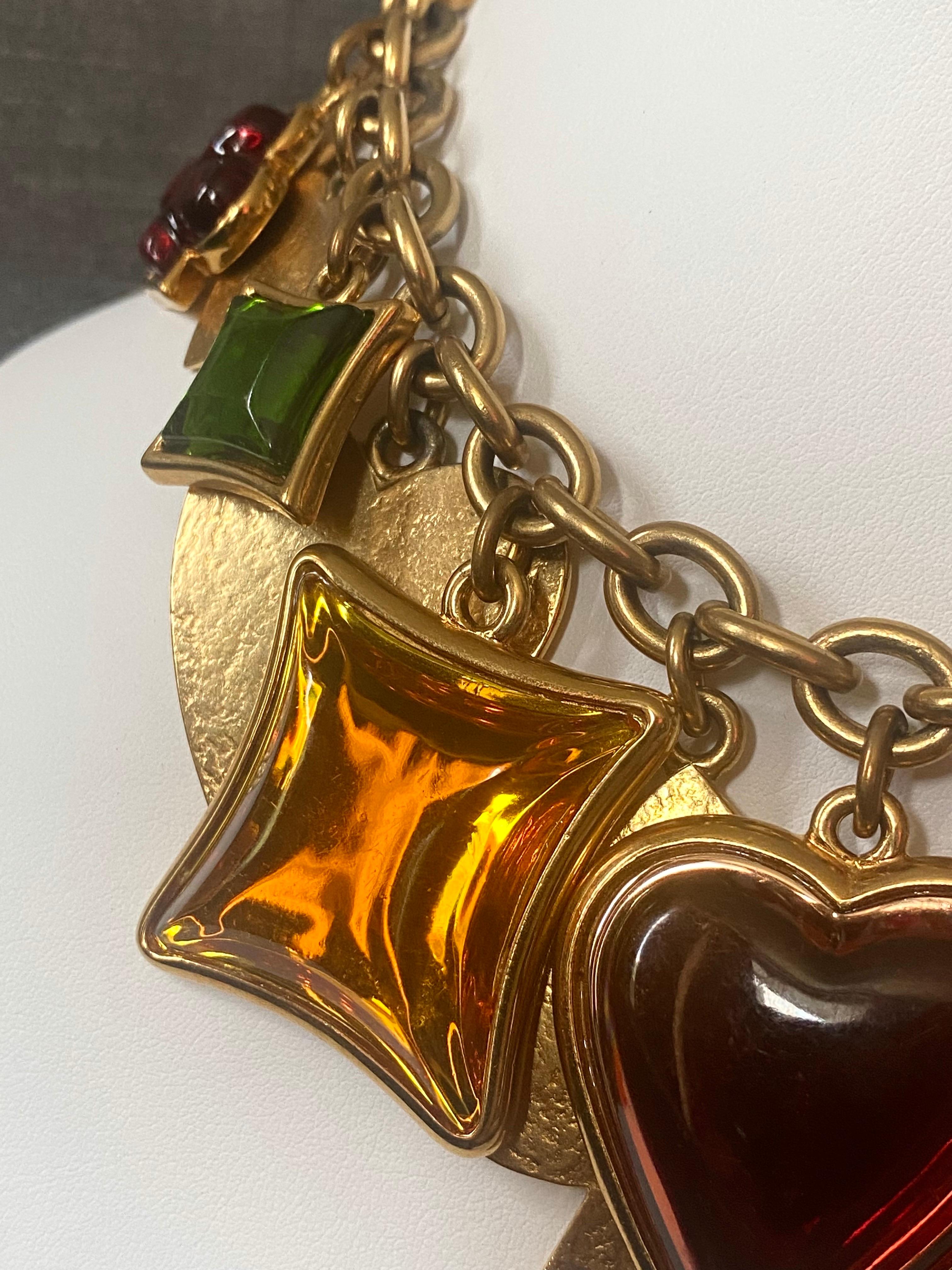 Robert Goosens for Yves Saint Laurent 1980s Playing Card Suite Charm Necklace 2