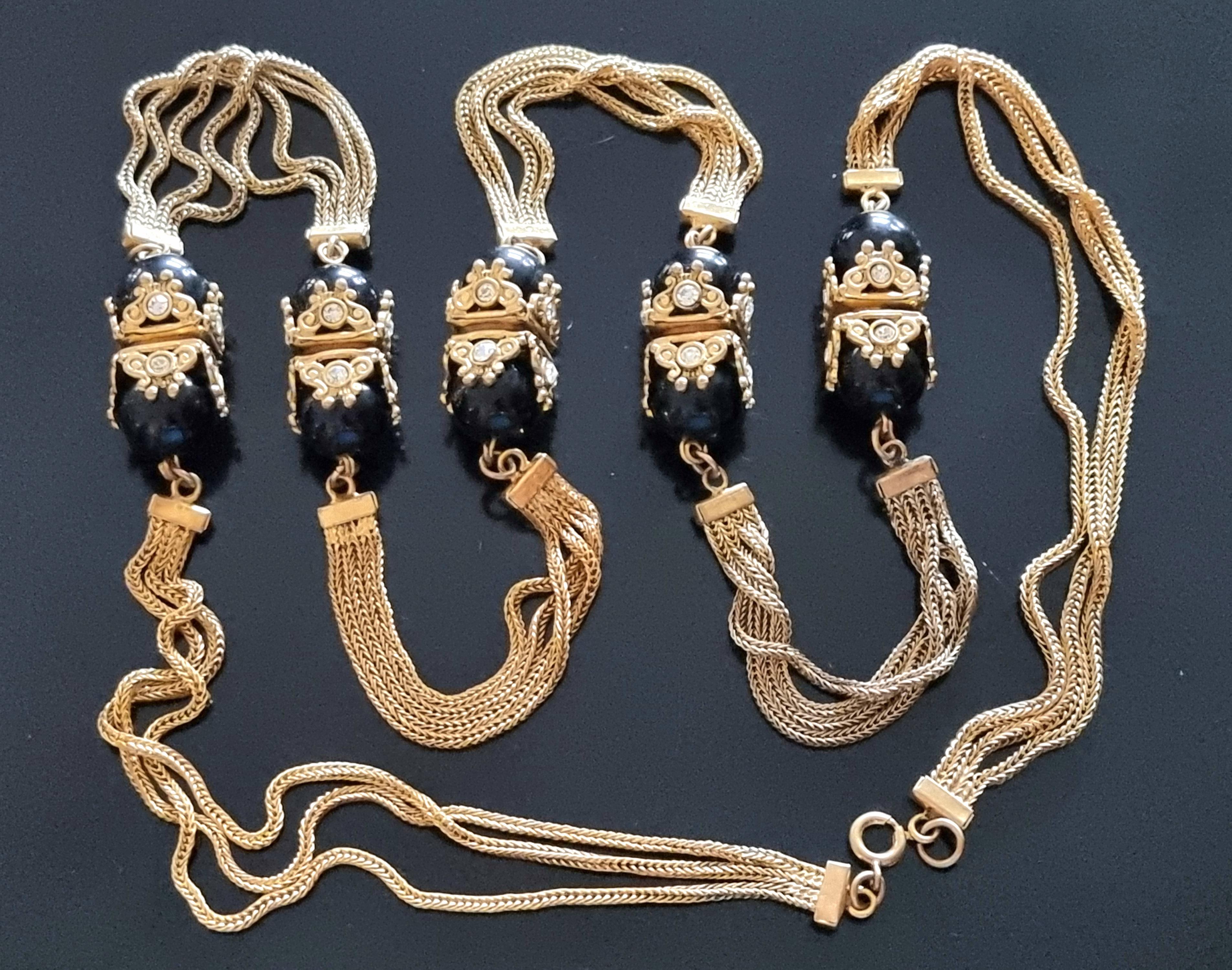 Robert Goossens pour Chanel, important collier long byzantin, vintage des années 50 Bon état - En vente à SAINT-CLOUD, FR
