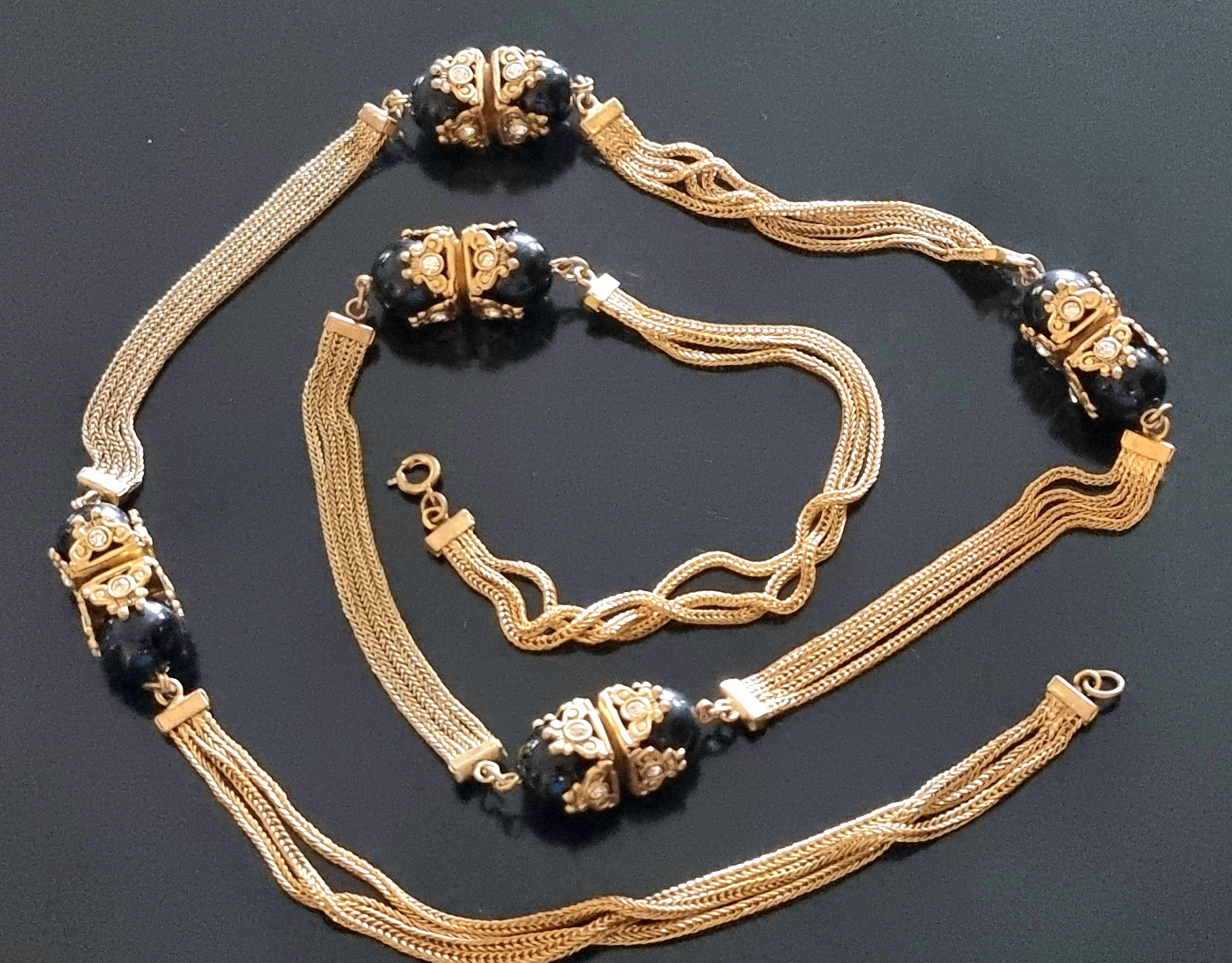 Robert Goossens pour Chanel, important collier long byzantin, vintage des années 50 en vente 1