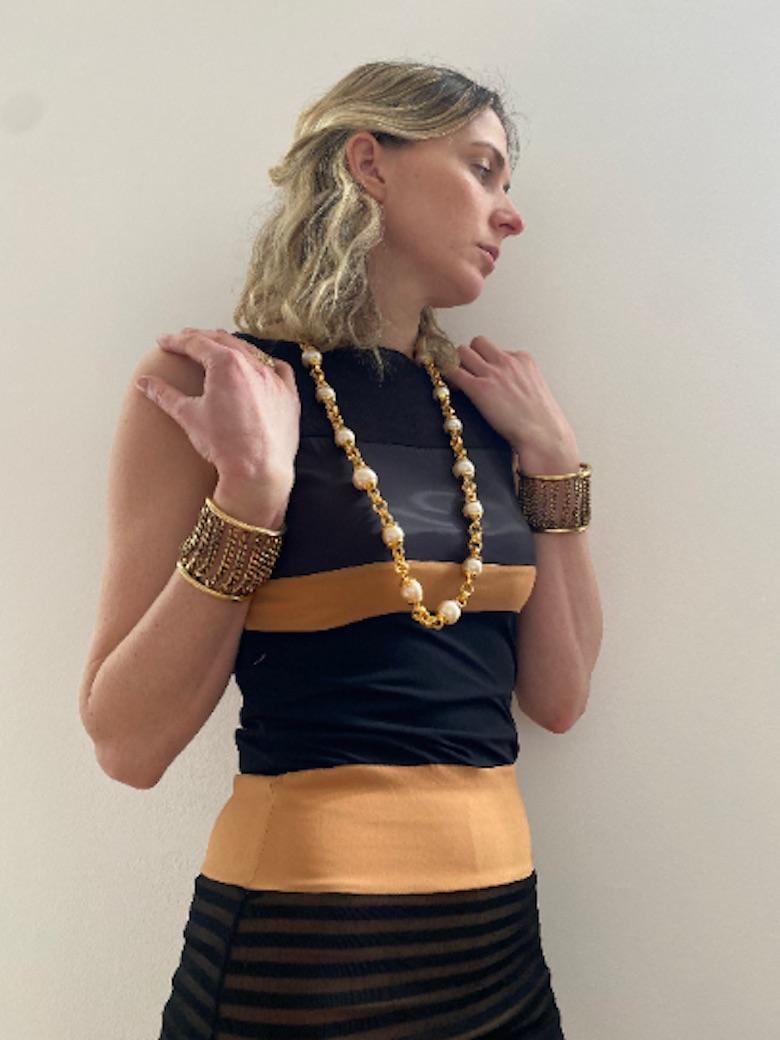 Women's Robert Goossens for Chanel Pair of Gold Cuff Bracelets
