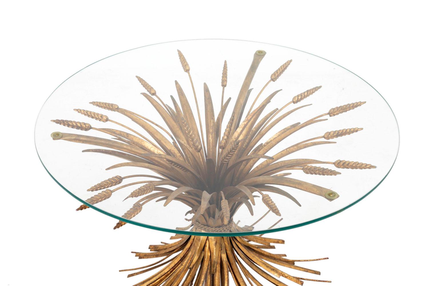 French Robert Goossens for Coco Chanel, Wheatears Coffee Table in Gilt Metal, 1970s