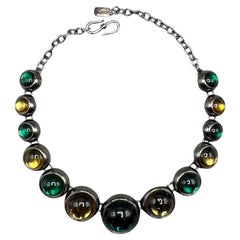 Robert Goossens for Yves Saint Laurent 1980s Emerald & Citrine Cabochon Necklace
