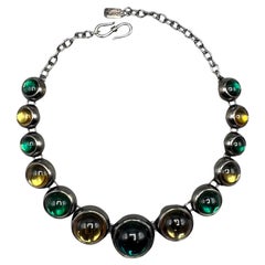 Robert Goossens for Yves Saint Laurent 1980s Emerald & Citrine Cabochon Necklace