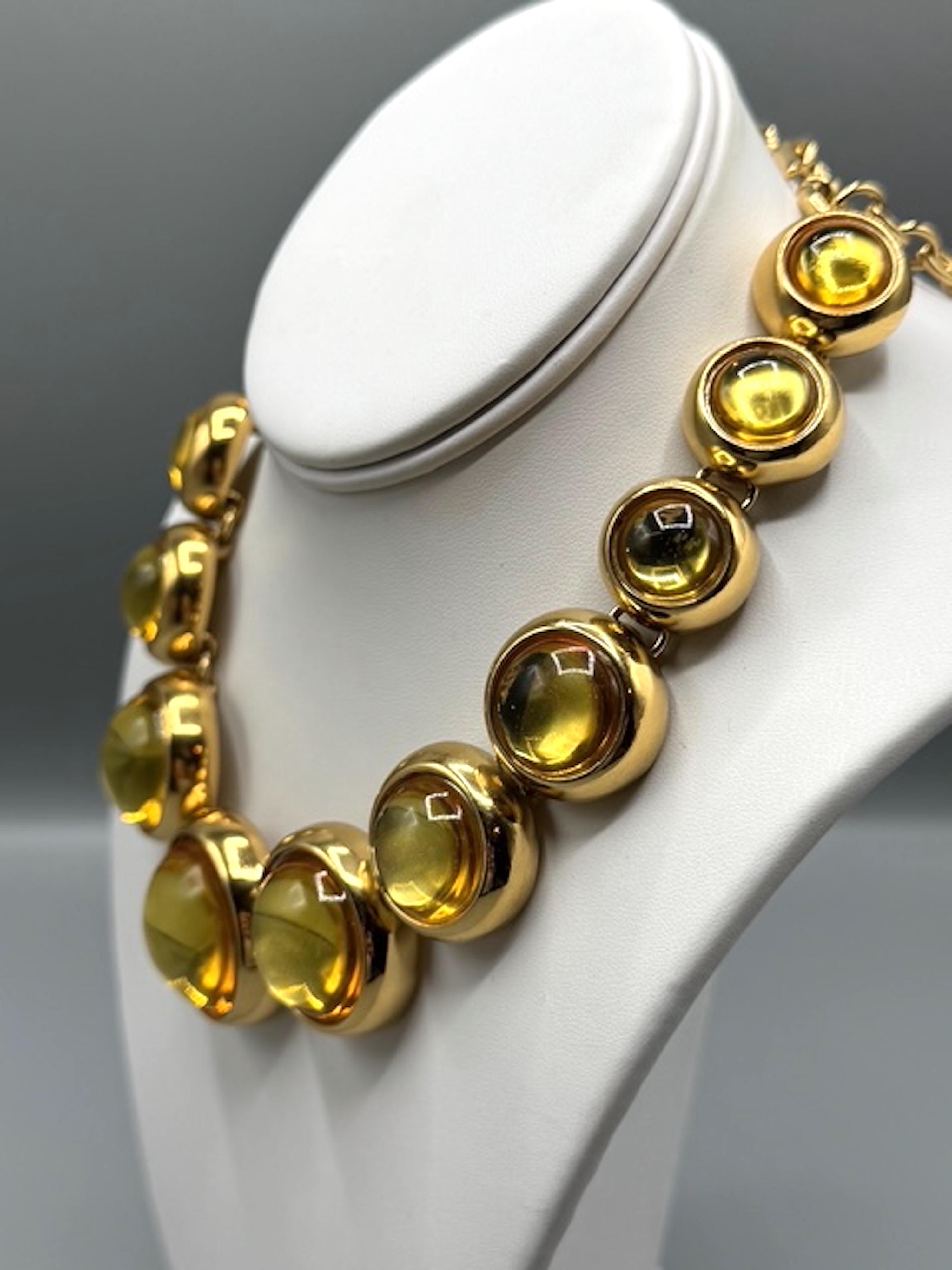 Robert Goossens for Yves Saint Laurent 1980 Collana con cabochon in oro e citrino in vendita 10