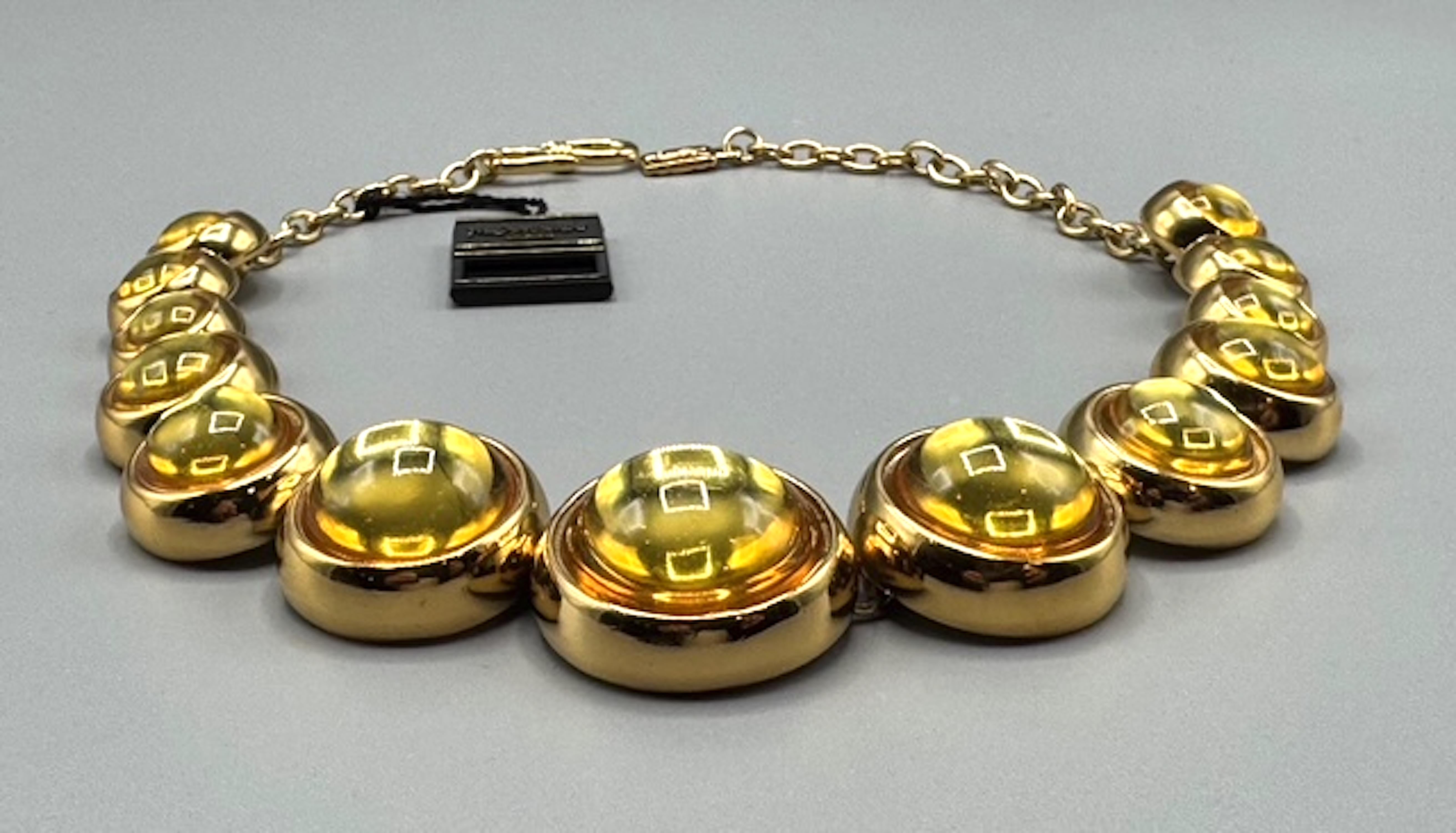 Robert Goossens for Yves Saint Laurent 1980 Collana con cabochon in oro e citrino in vendita 2