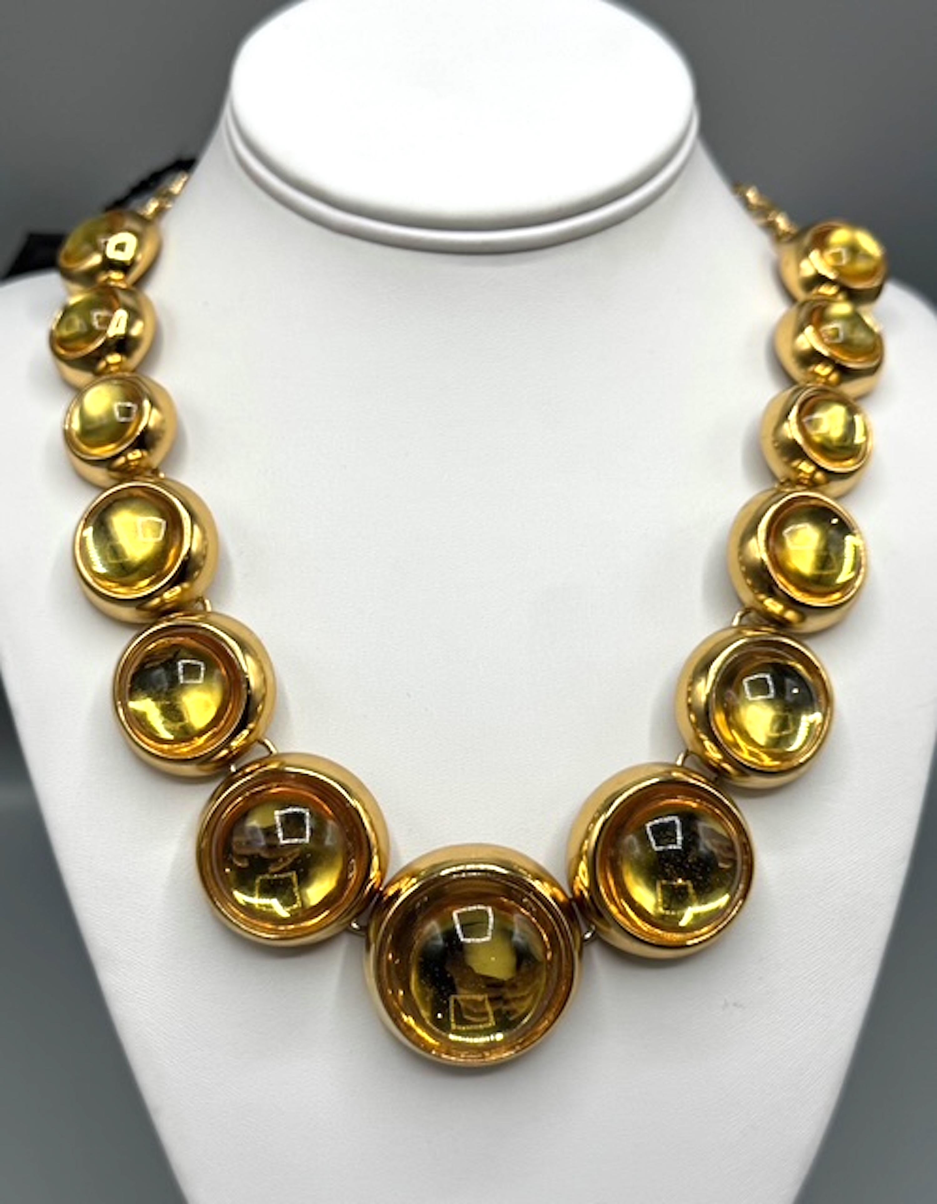 Robert Goossens for Yves Saint Laurent 1980 Collana con cabochon in oro e citrino in vendita 3
