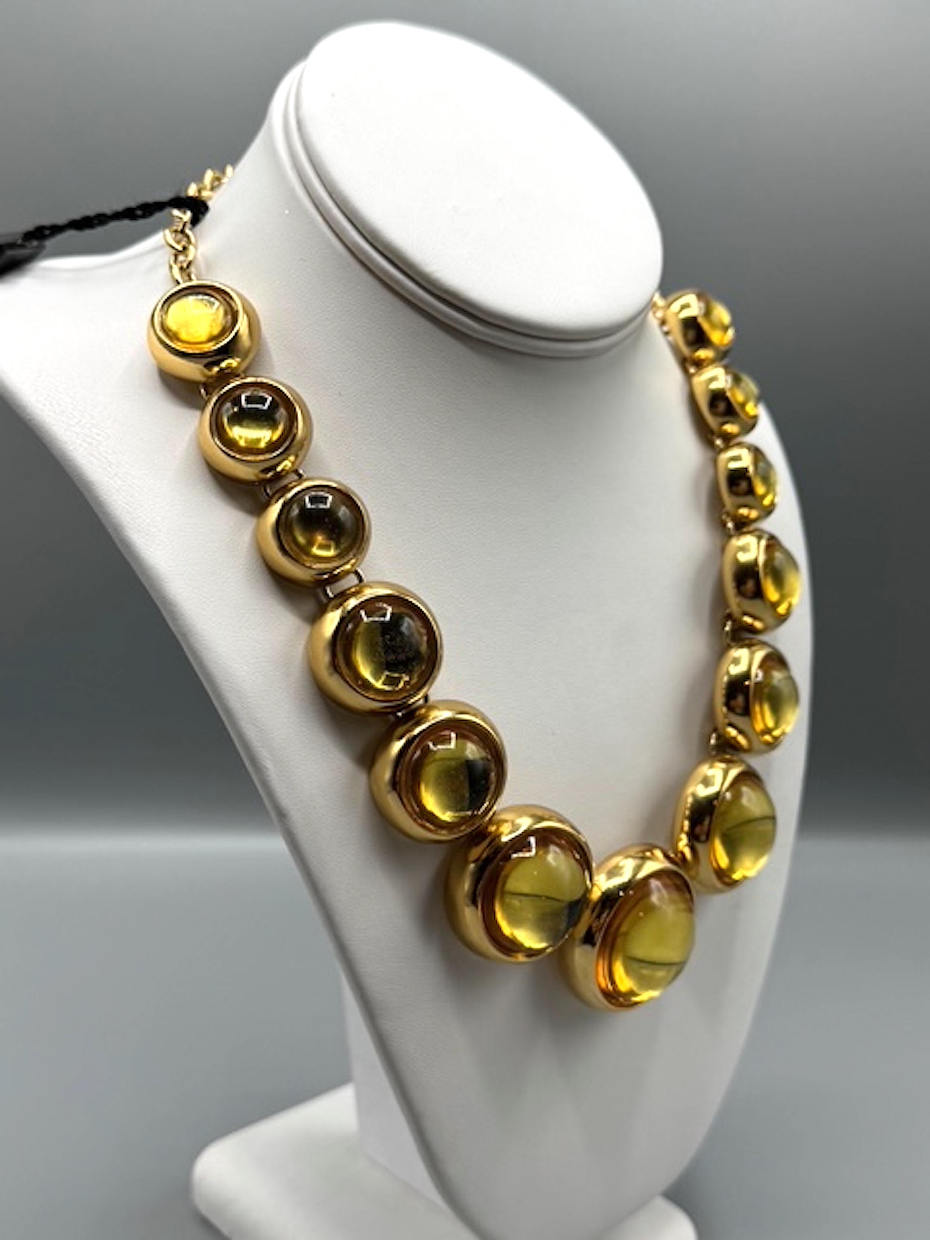 Robert Goossens for Yves Saint Laurent 1980 Collana con cabochon in oro e citrino in vendita 4