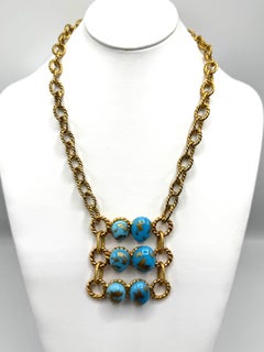 Robert Goossens for Yves Saint Laurent Chain & Turquoise Glass Necklace.
