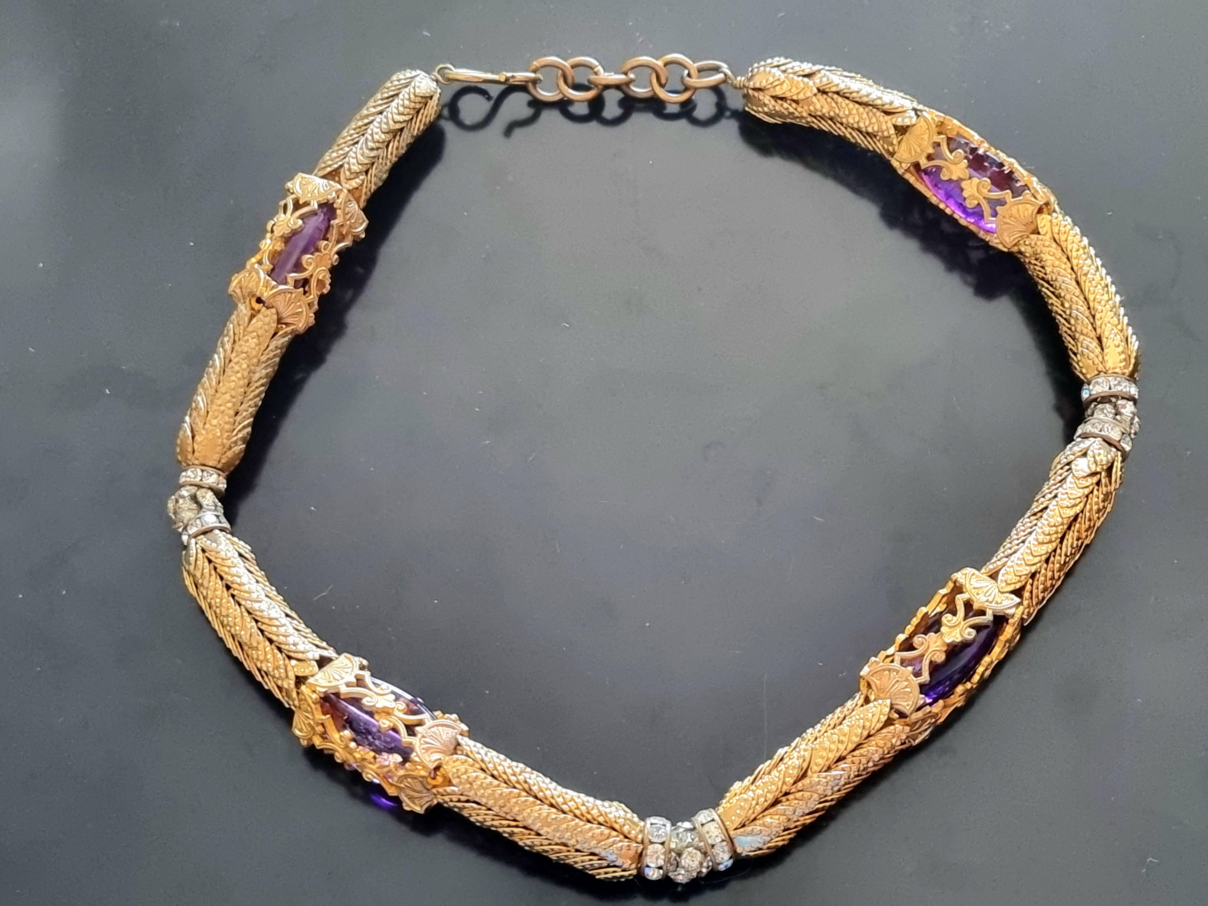 Beautiful old NECKLACE,
50s vintage,
by High Fashion designer Robert GOOSSENS,
total length 42 cm, length without clasp 37 cm, weight 84 g,
extraordinary work, exceptional quality,
good condition.

Robert Goossens was born in 1927 in Paris. His