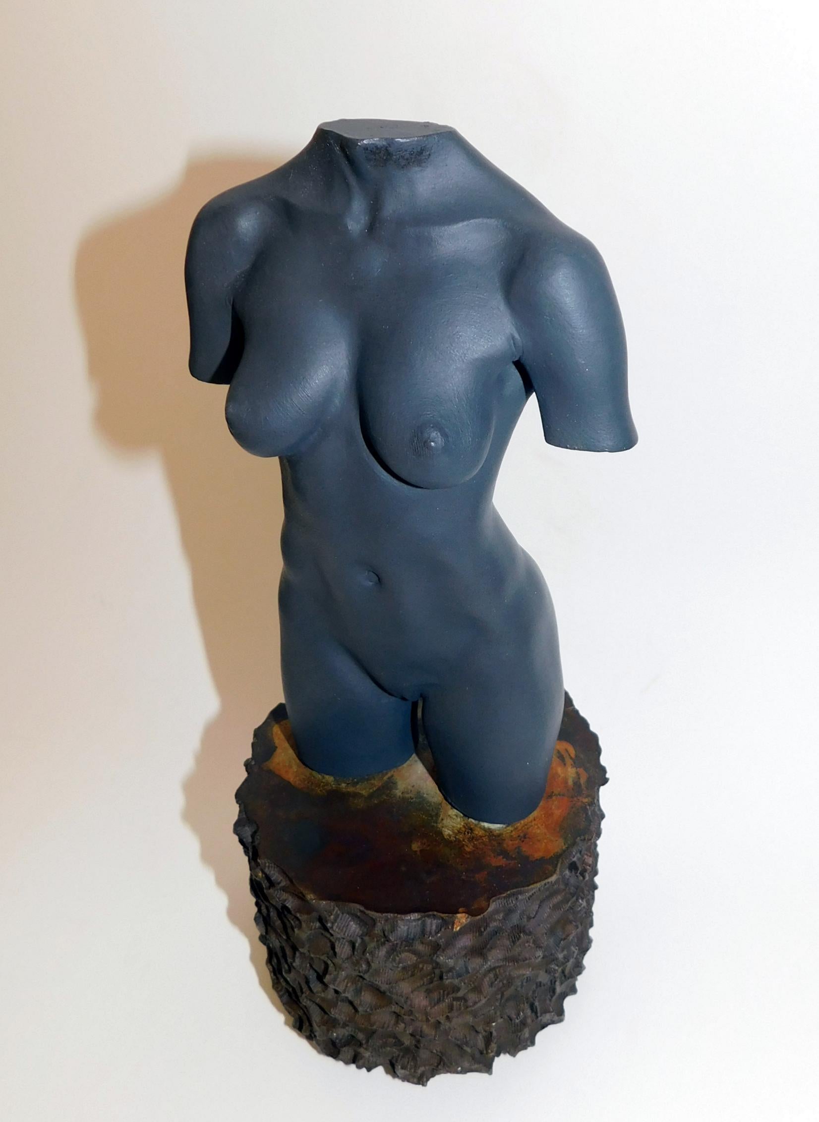 Bronze female torso by Robert Graham, edition of 3500.
Moca Torso, 1992-1995
Inscribed: R Graham JUAN
Dimensions: 11 x 4 1/2 x 4 1/2 in. (27.94 x 11.43 x 11.43 cm.)
Artist name: Robert Graham (1938-2008)
Medium: Bronze, edition of