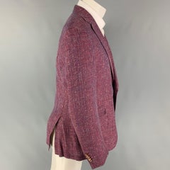 ROBERT GRAHAM Size 42 Raspberry Blue Woven Linen Blend Sport Coat