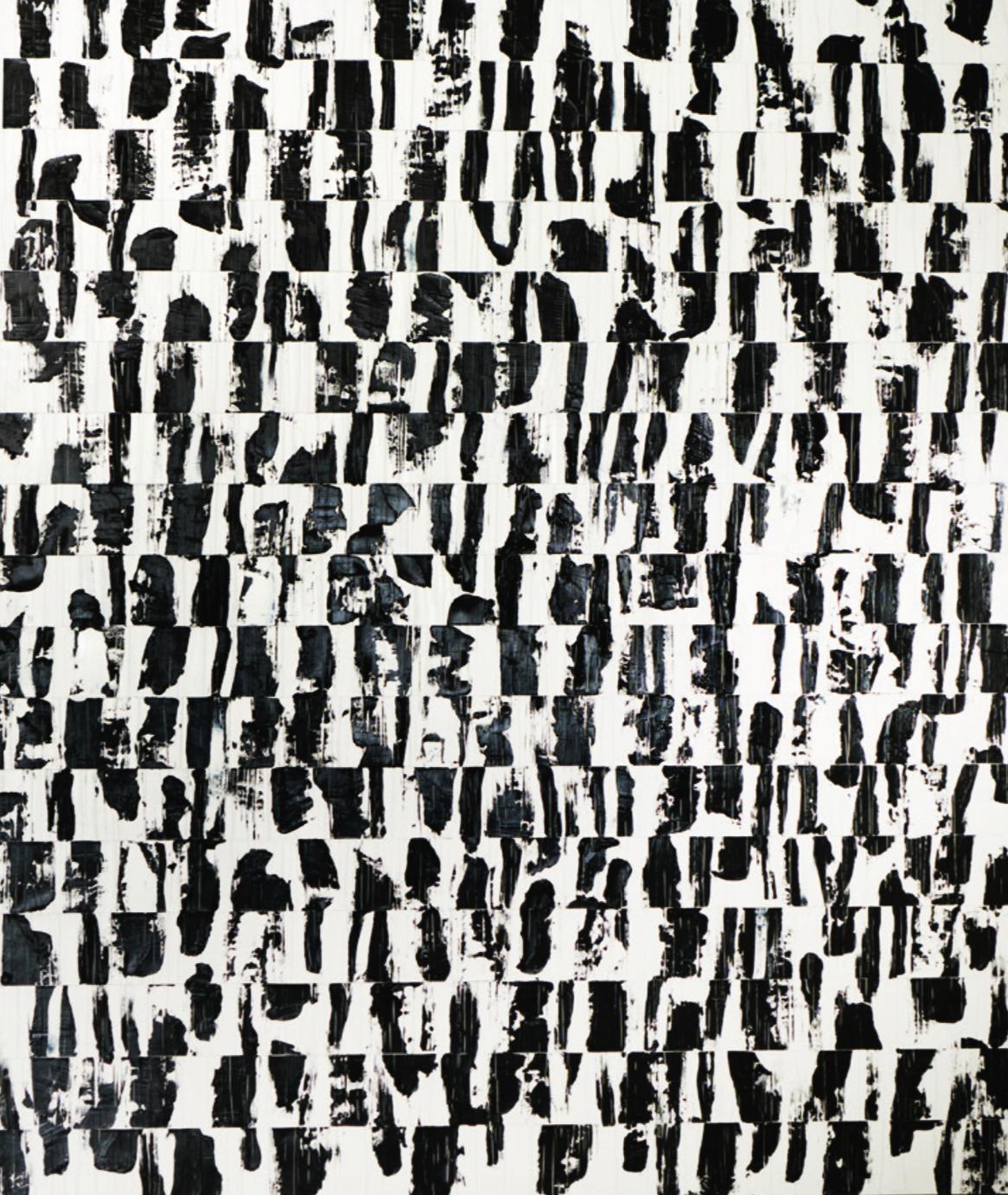 Robert Greene Abstract Painting - "Luc Martin" - abstract black and white painting 