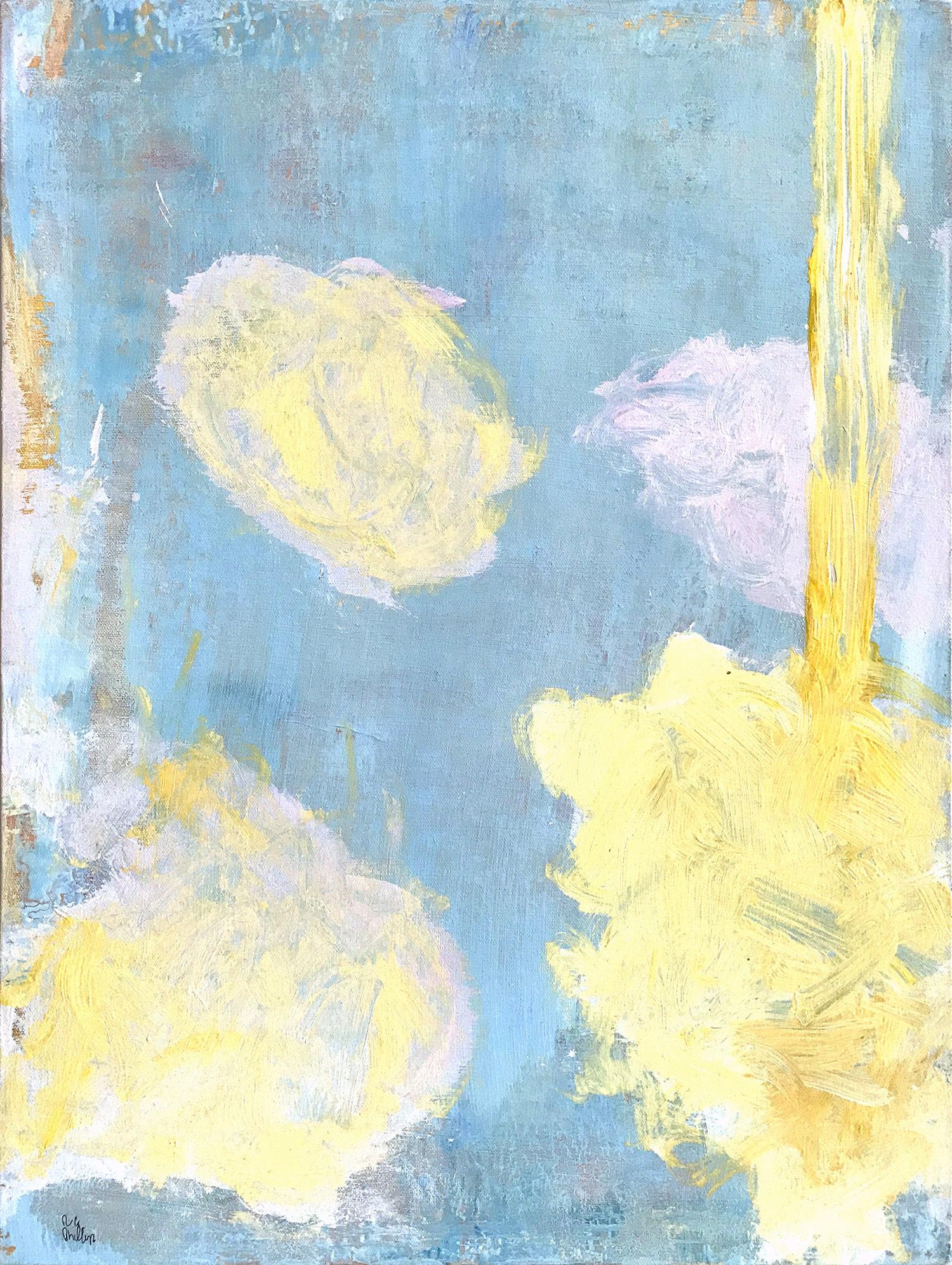 Robert Gregory Phillips Abstract Painting - Advent in Yellow, Pink and Blue