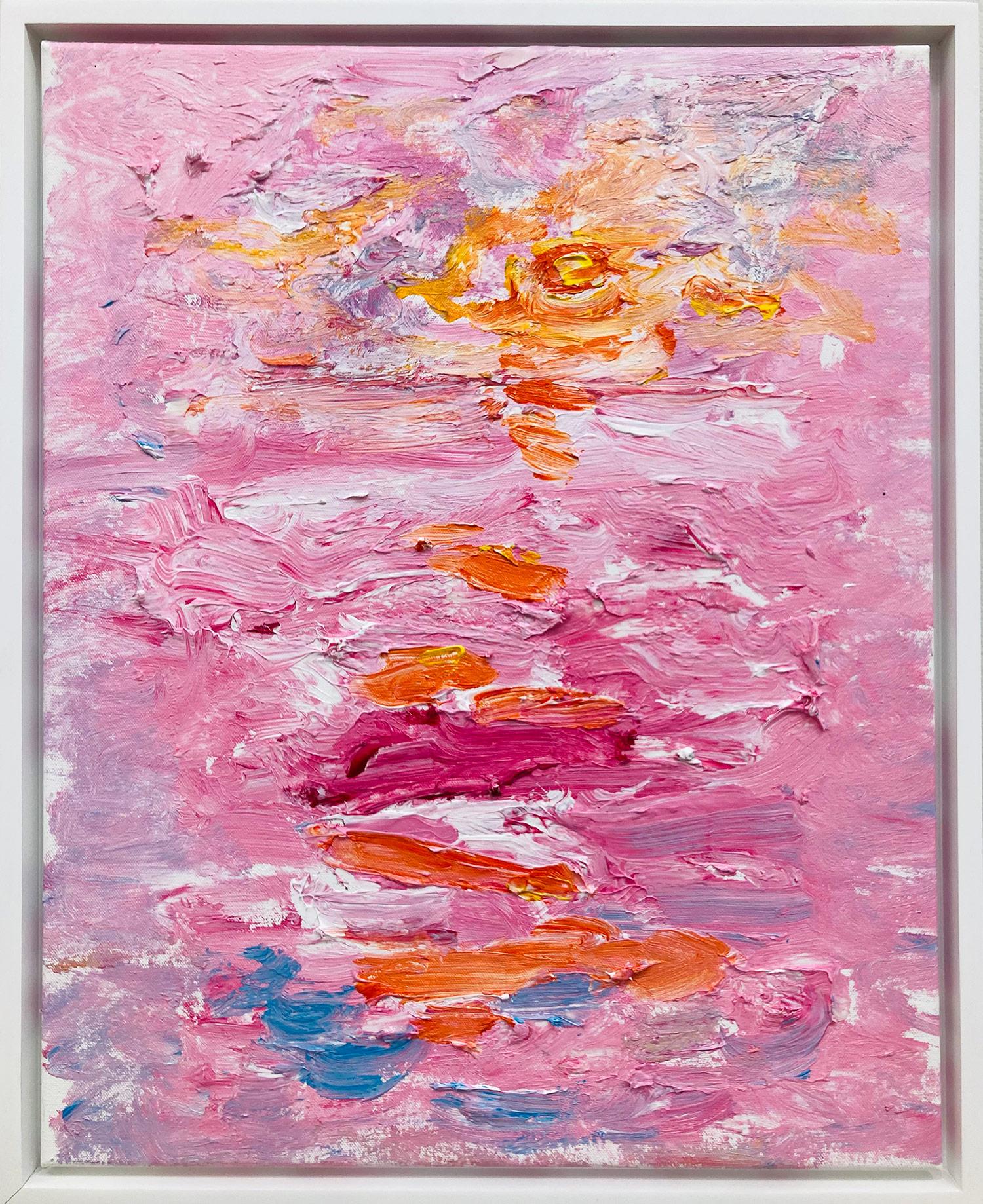 Robert Gregory Phillips Abstract Painting - "Flaming Sun Over Water" Contemporary Acrylic Painting in the style of Monet