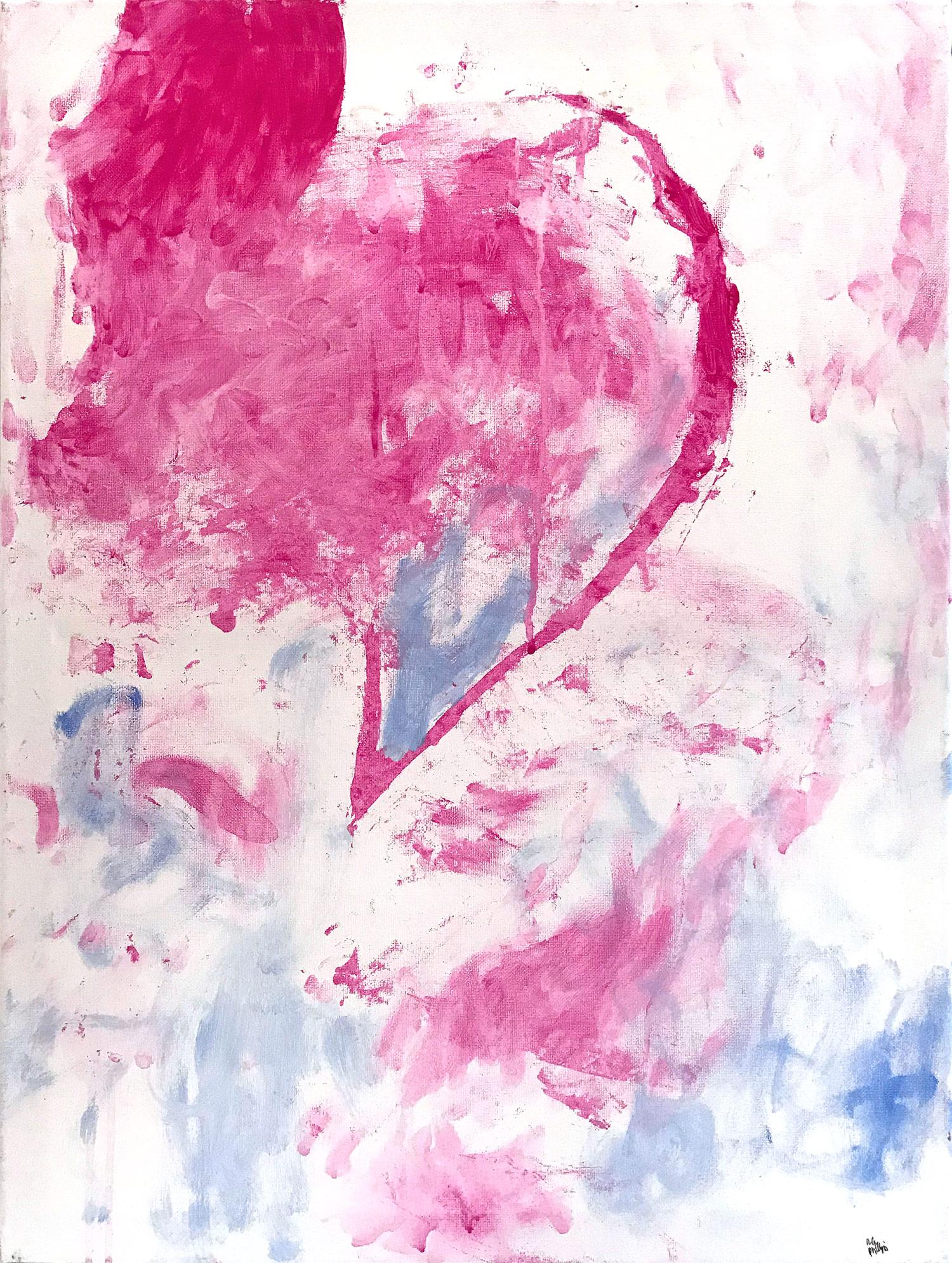 Abstract Painting Robert Gregory Phillips - Magenta, bleu et blanc neige