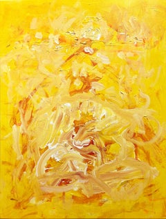 "Nativity In Yellow" Contemporary Gradient Abstract Acrylic Painting on Canvas