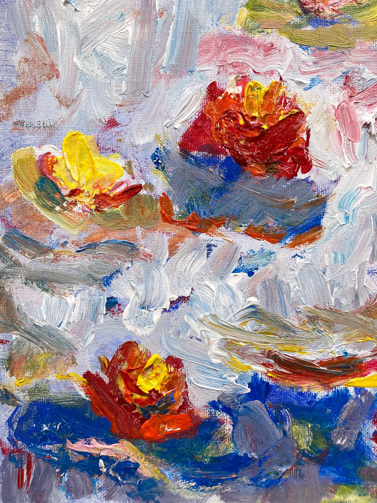 Un dipinto astratto espressionista in acrilico su tela con meravigliose combinazioni di colori: bianco, rosa, giallo e linee e forme senza sforzo. Questo pezzo, ispirato ai 