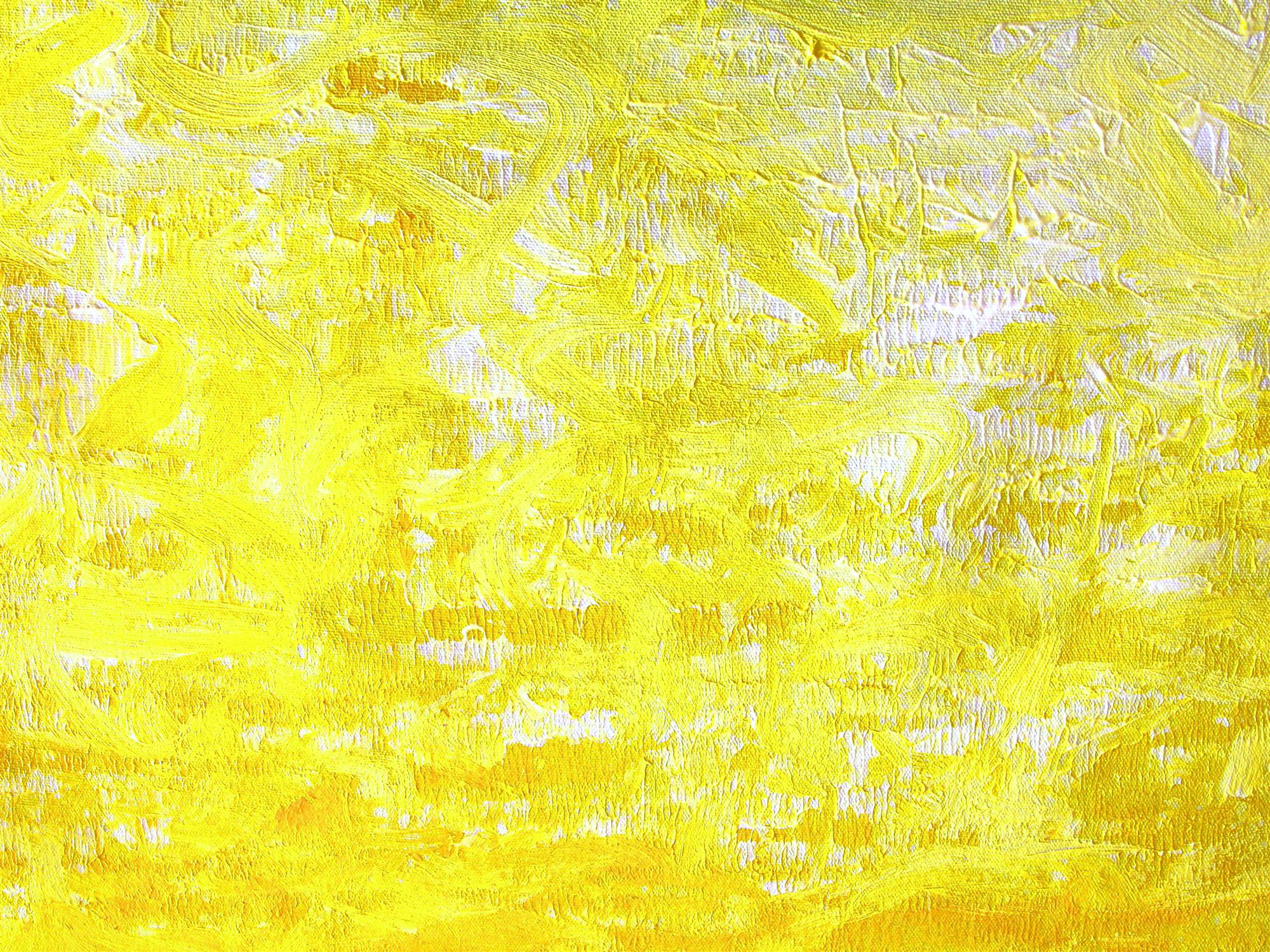 An abstract expressionist acrylic painting on canvas with wonderful color combinations and effortless lines and shapes. This piece is reminiscent of a gradiant from yellow to white. A large beautiful decorative piece with movement, and depth. Signed