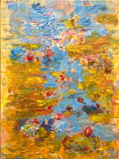 "The Pond in Golden Light" Contemporary Painting in the style of Claude Monet