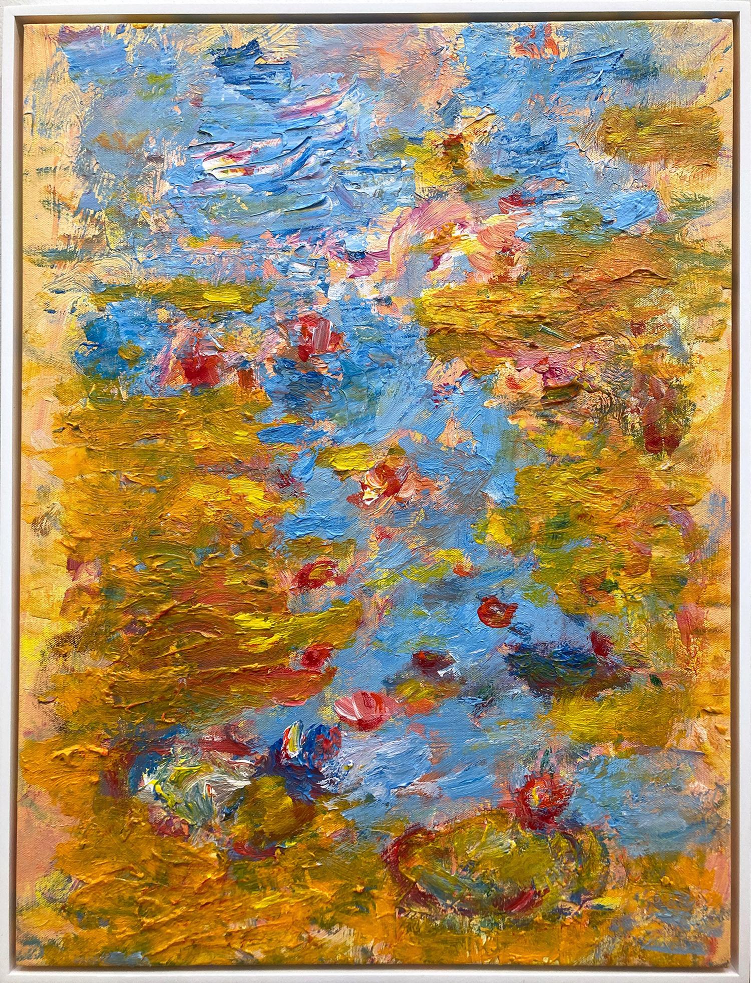 Robert Gregory Phillips Abstract Painting - "The Pond in Golden Light" Contemporary Painting in the style of Claude Monet