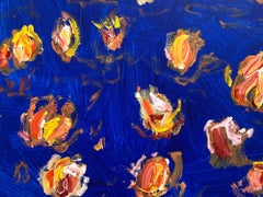 "The Water Garden in Deep Royal Blue" Acrylic Painting In the Style of Monet