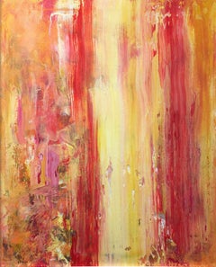 "Vertical Relationships of Red" Texturized Abstract Acrylic Painting on Canvas