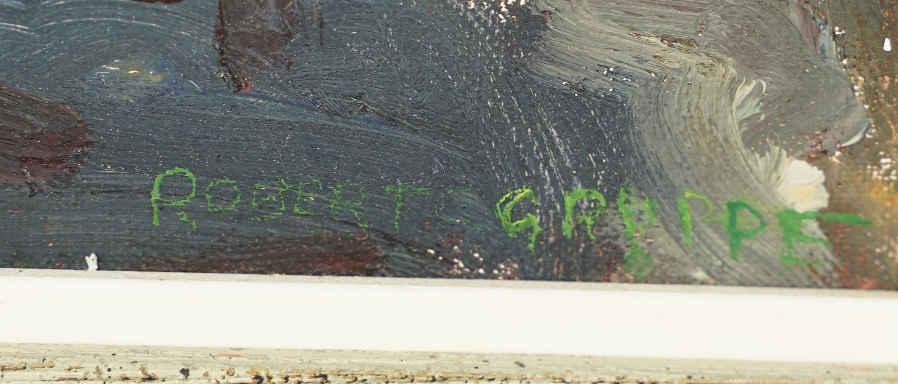 Antiguo cuadro al óleo impresionista firmado Gloucester Seascape Docks 2