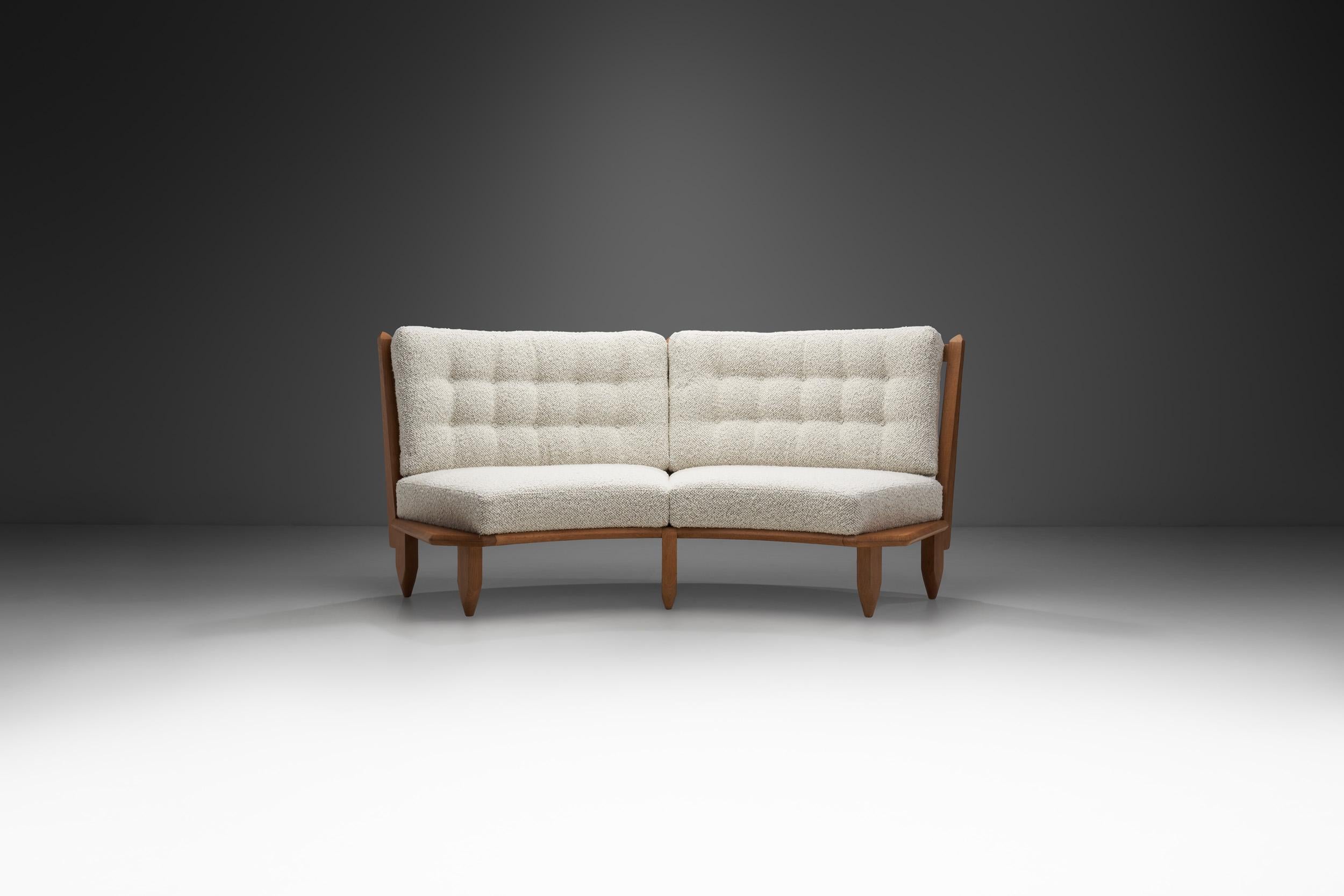 Mid-Century Modern Robert Guillerme and Jacques Chambron Sculptural Oak Sofa, France, 1960s For Sale