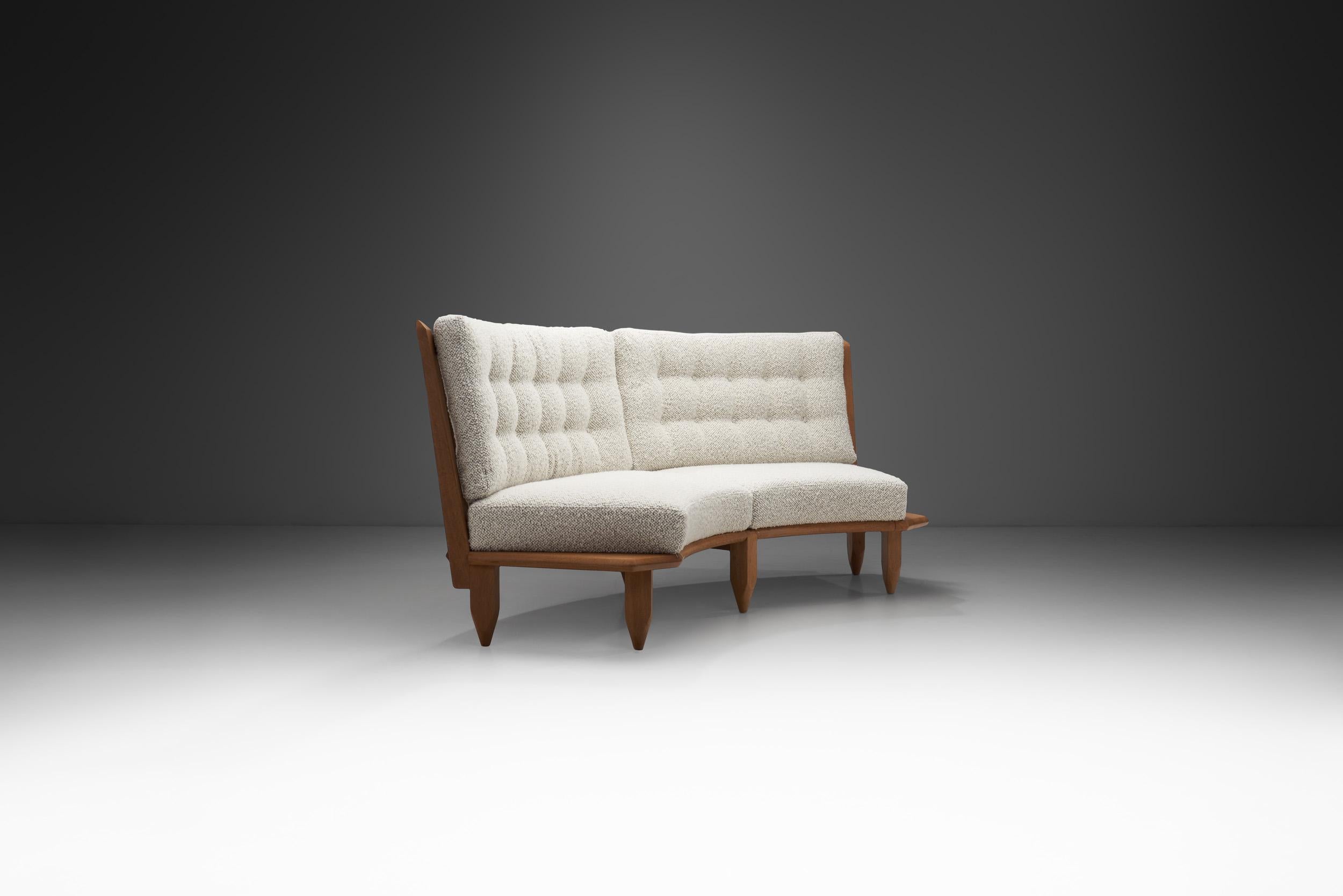 French Robert Guillerme and Jacques Chambron Sculptural Oak Sofa, France, 1960s For Sale