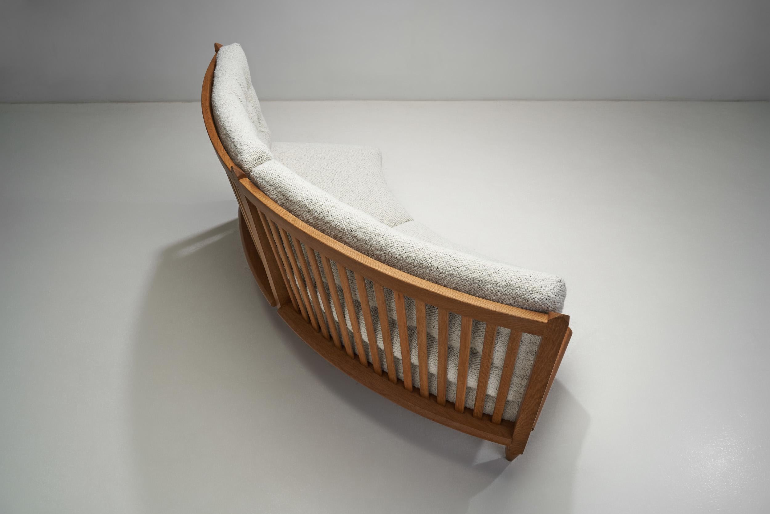 Mid-20th Century Robert Guillerme and Jacques Chambron Sculptural Oak Sofa, France, 1960s For Sale