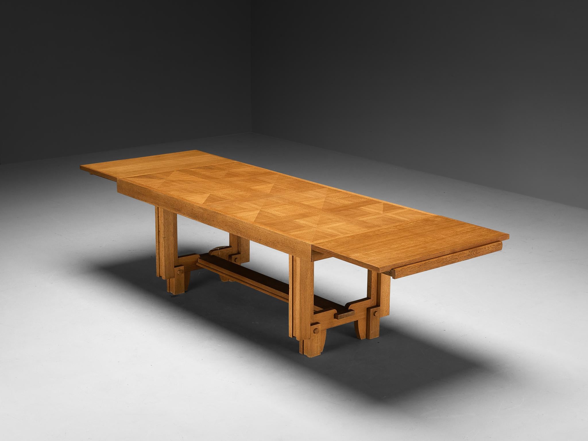 Robert Guillerme, dining table, oak, France, 1946/48

This table holds particular significance as it was designed by Robert Guillerme between 1946 and 1948, prior to the founding of Votre Maison in 1949. Despite predating the official establishment