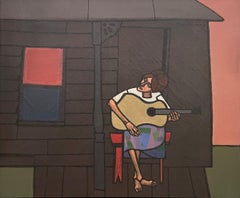 "Girl with Guitar" Robert Gwathmey, Music, Southern Social Commentary, Modernism