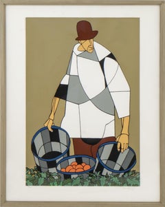 "Migrant" Robert Gwathmey, Baskets of Food Produce, American Realism, Farm Work