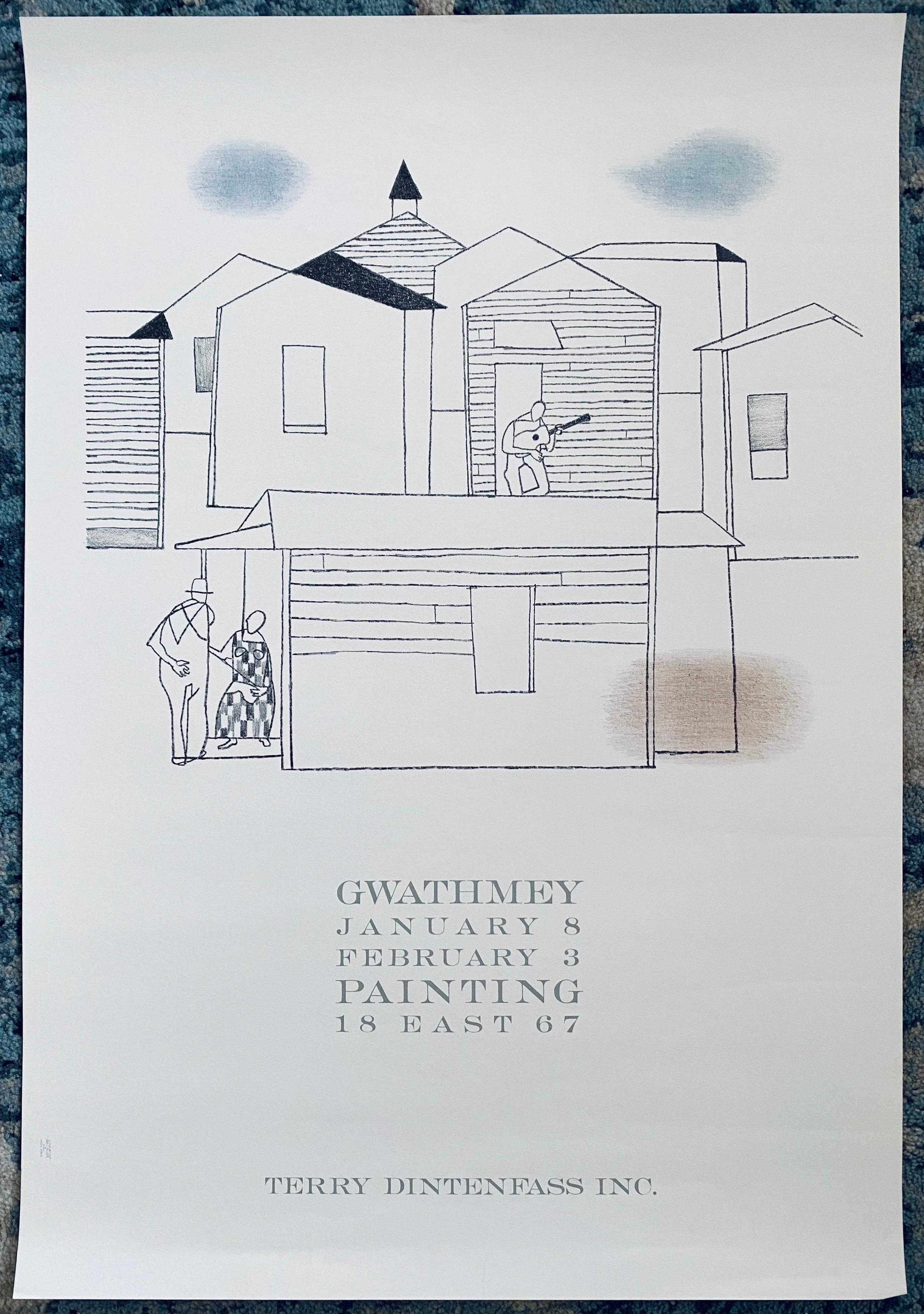 Póster litografía vintage Robert Gwathmey Terry Dintenfass Gallery NYC en venta 1
