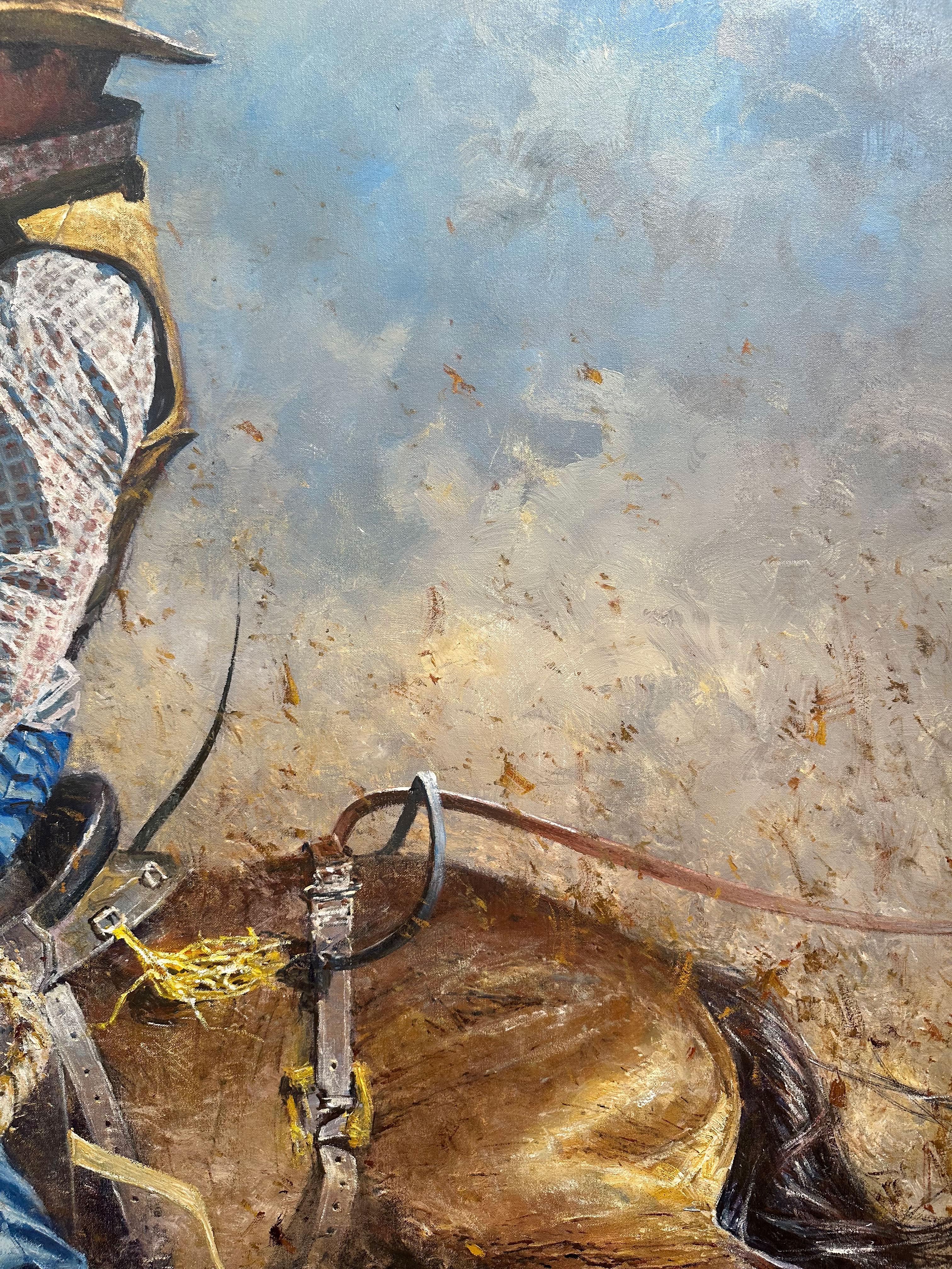 « Ain't My First Rodeo », Robert Hagan, 80 x 60, huile, western, impressionnisme, cowboy en vente 2