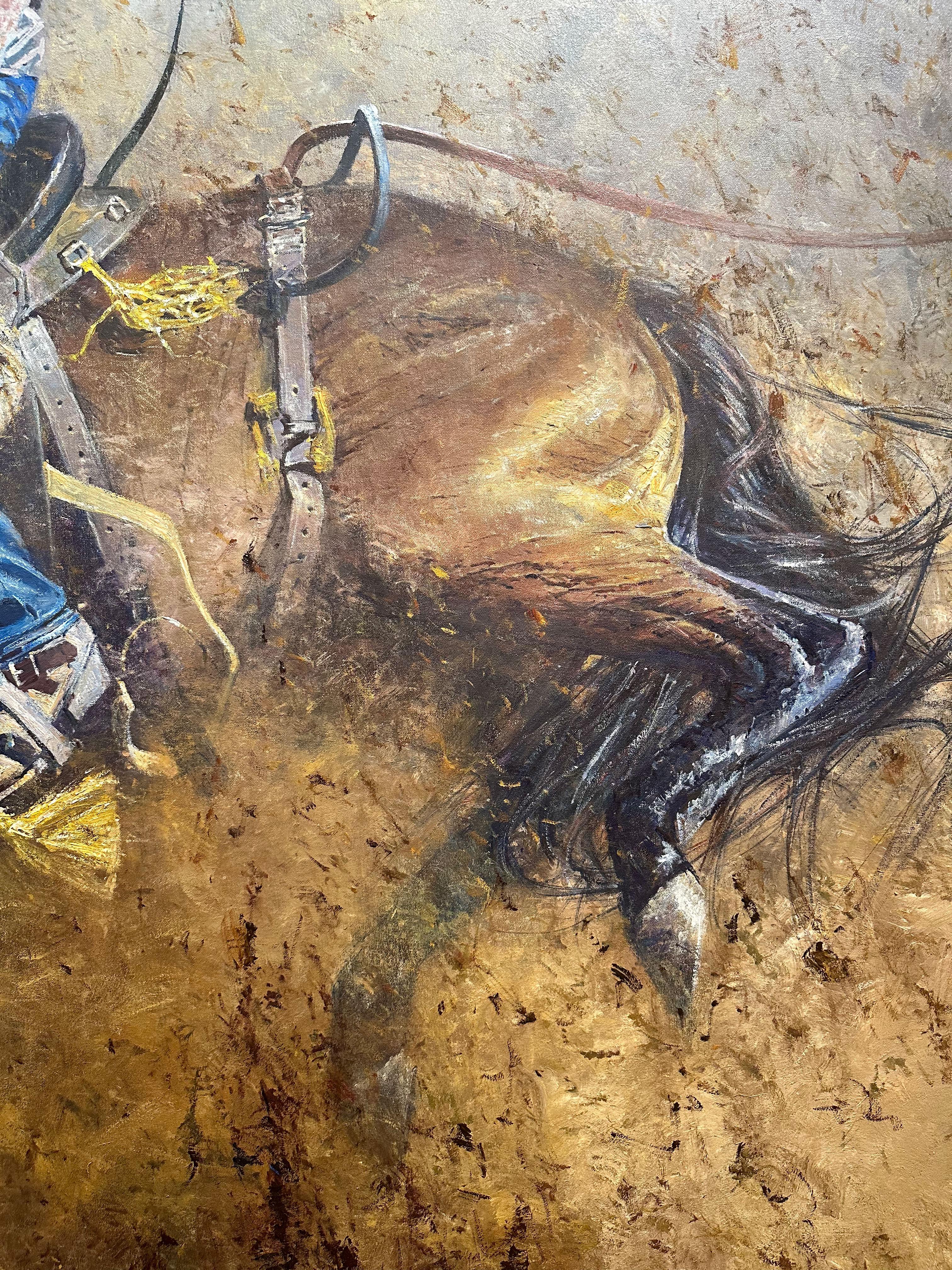 « Ain't My First Rodeo », Robert Hagan, 80 x 60, huile, western, impressionnisme, cowboy en vente 3
