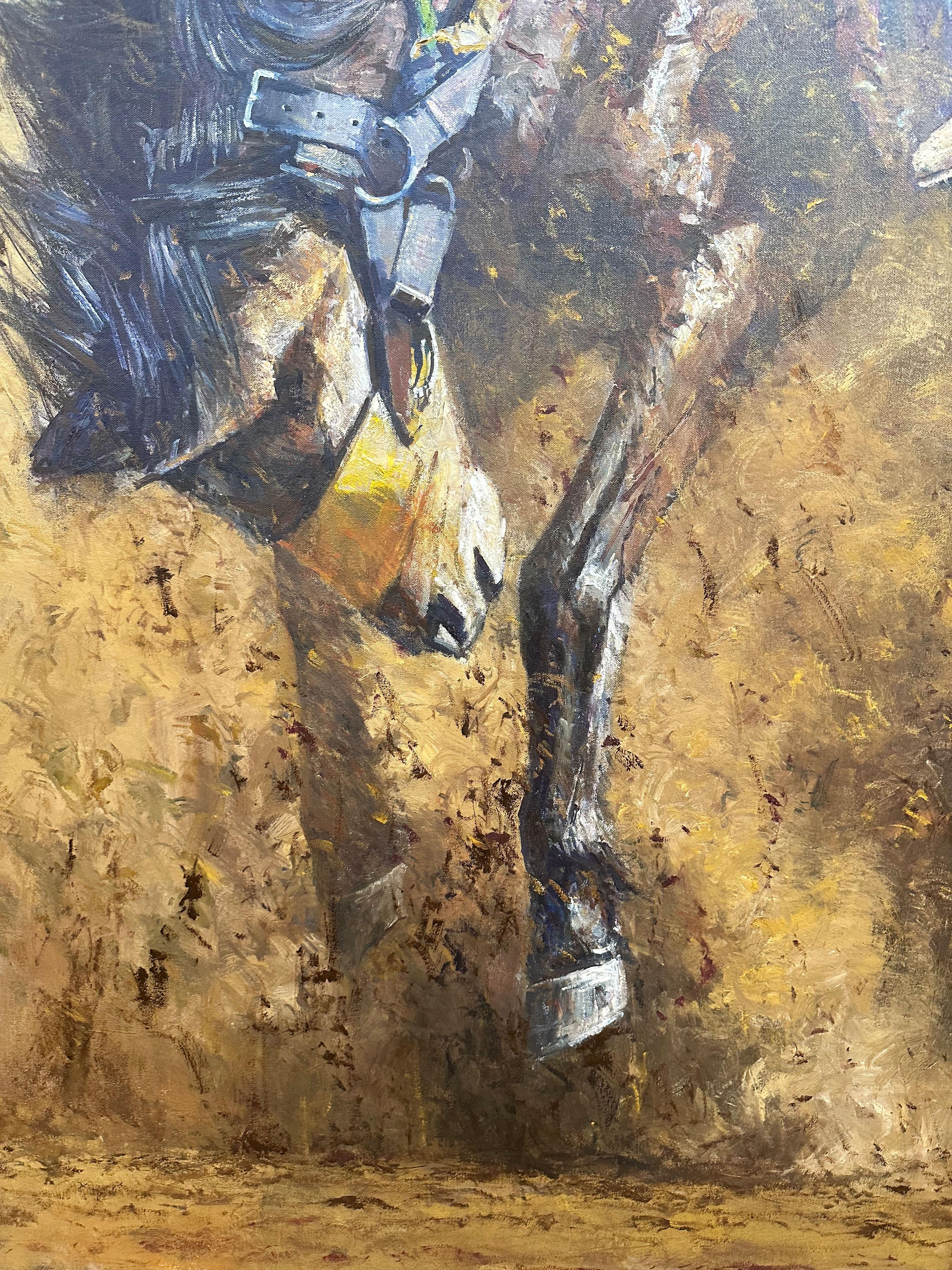 « Ain't My First Rodeo », Robert Hagan, 80 x 60, huile, western, impressionnisme, cowboy en vente 5