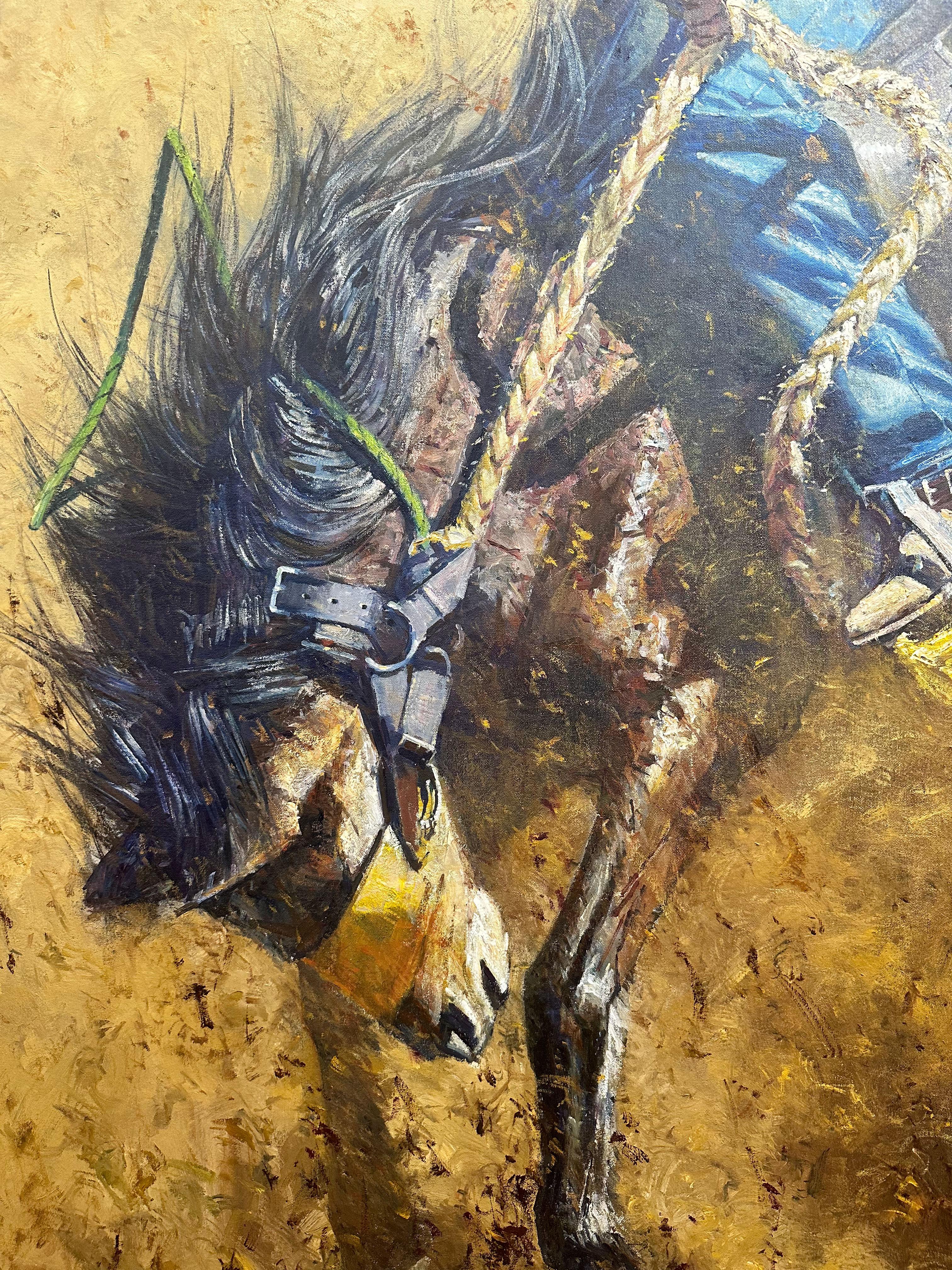 « Ain't My First Rodeo », Robert Hagan, 80 x 60, huile, western, impressionnisme, cowboy en vente 6
