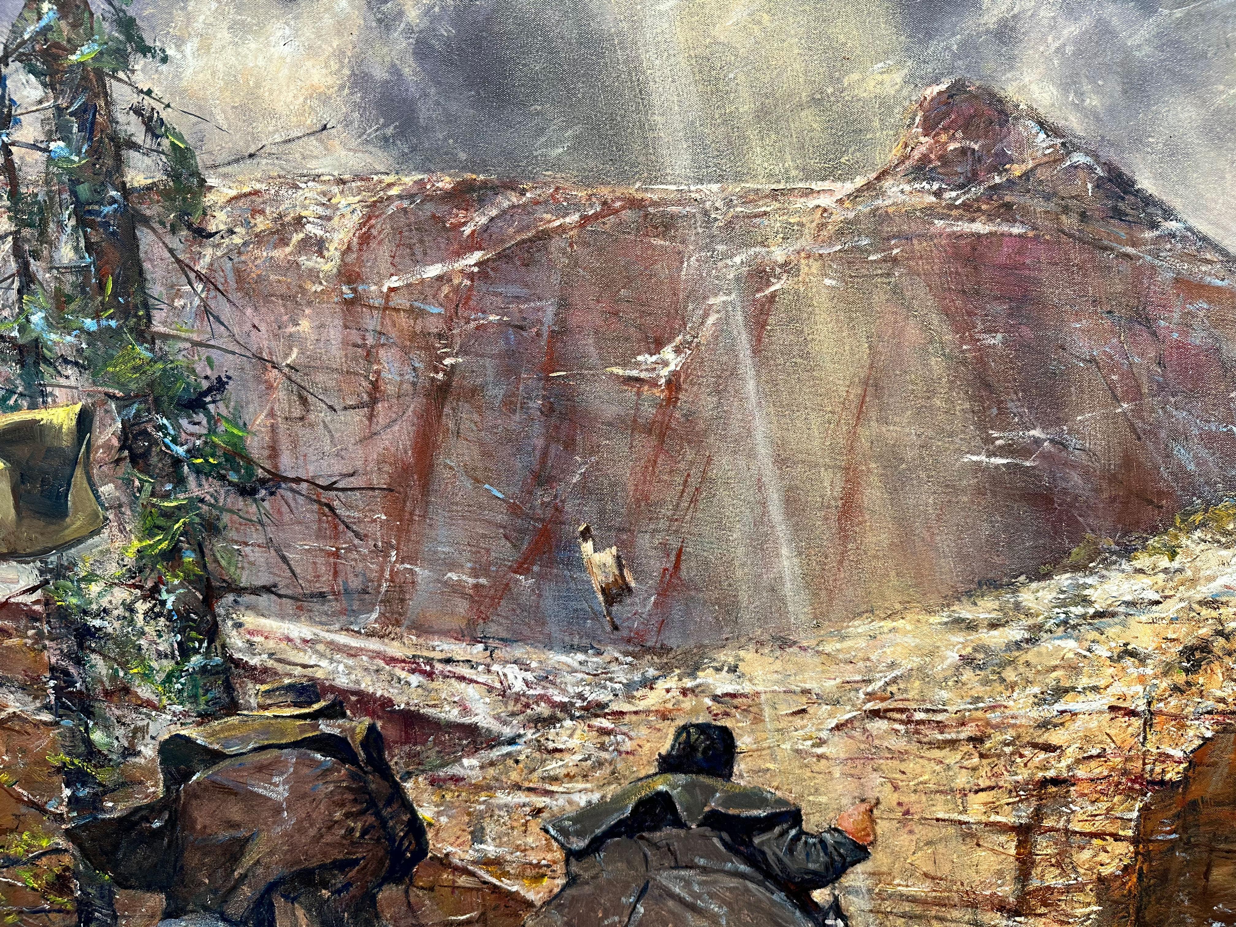 « Canyon Renegades », Robert Hagan, 62 x96, huile sur toile, Western, Impressionnisme en vente 3