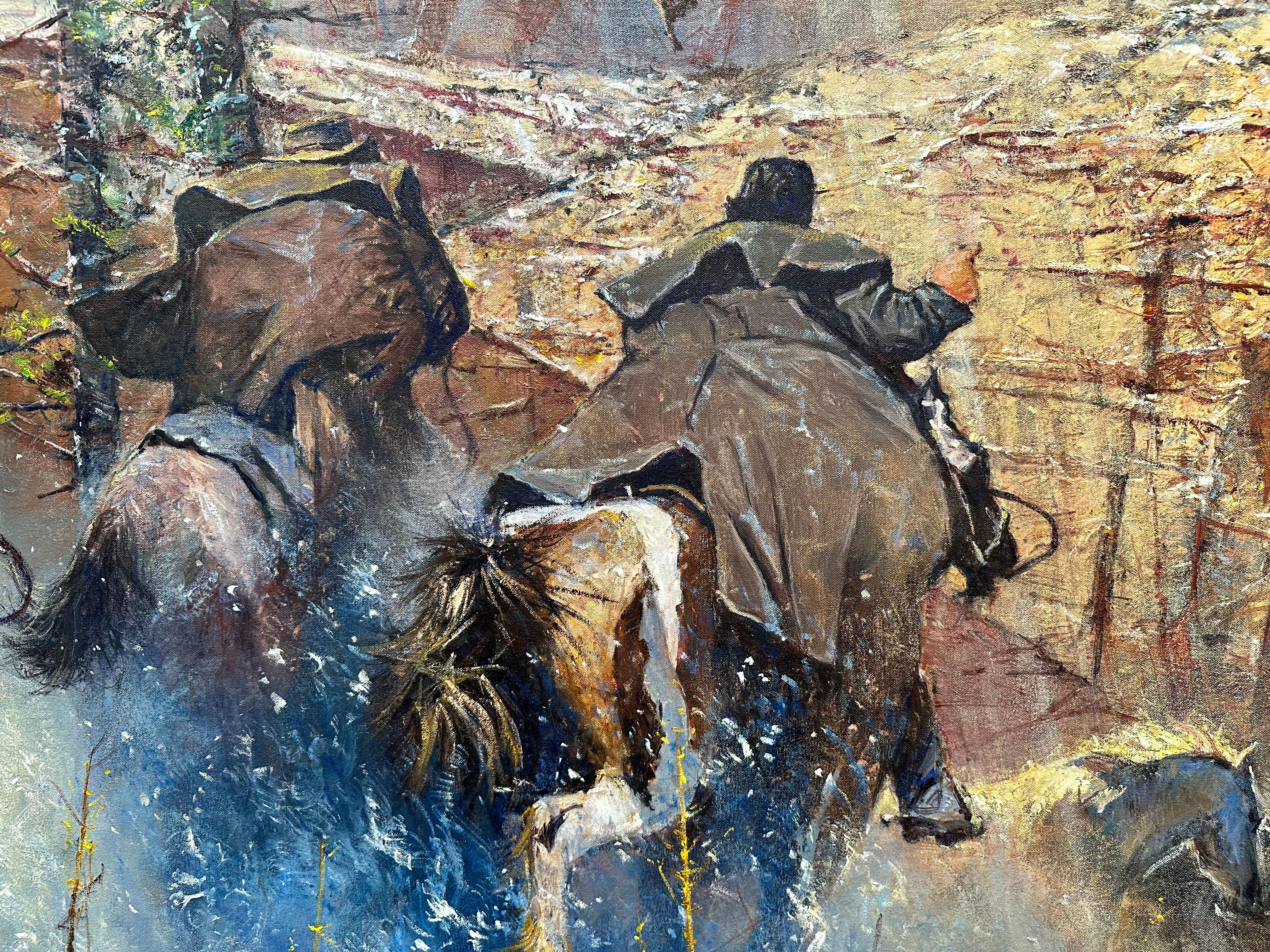 « Canyon Renegades », Robert Hagan, 62 x96, huile sur toile, Western, Impressionnisme en vente 4
