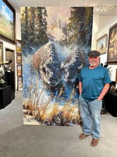 "Plowing Ahead", Robert Hagan, 101x58, Oil, Western, Impressionism, Buffalo