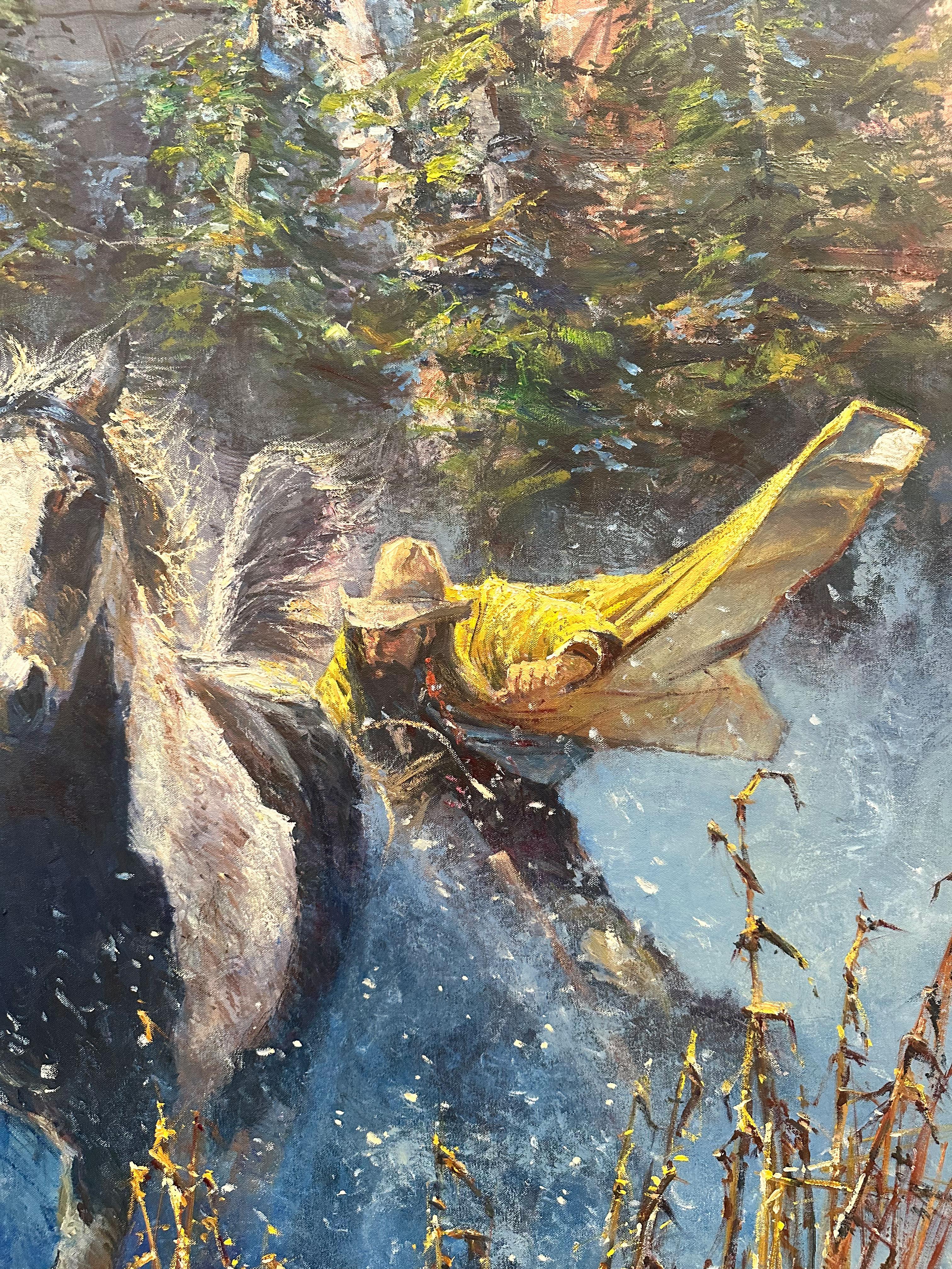 „The Runaway“, Robert Hagan, 68x48, Öl/Leinwand, Western, Impressionismus, Cowboy im Angebot 4