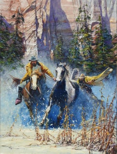 « The Runaway », Robert Hagan, 68x48, huile/toile, western, impressionnisme, cowboy