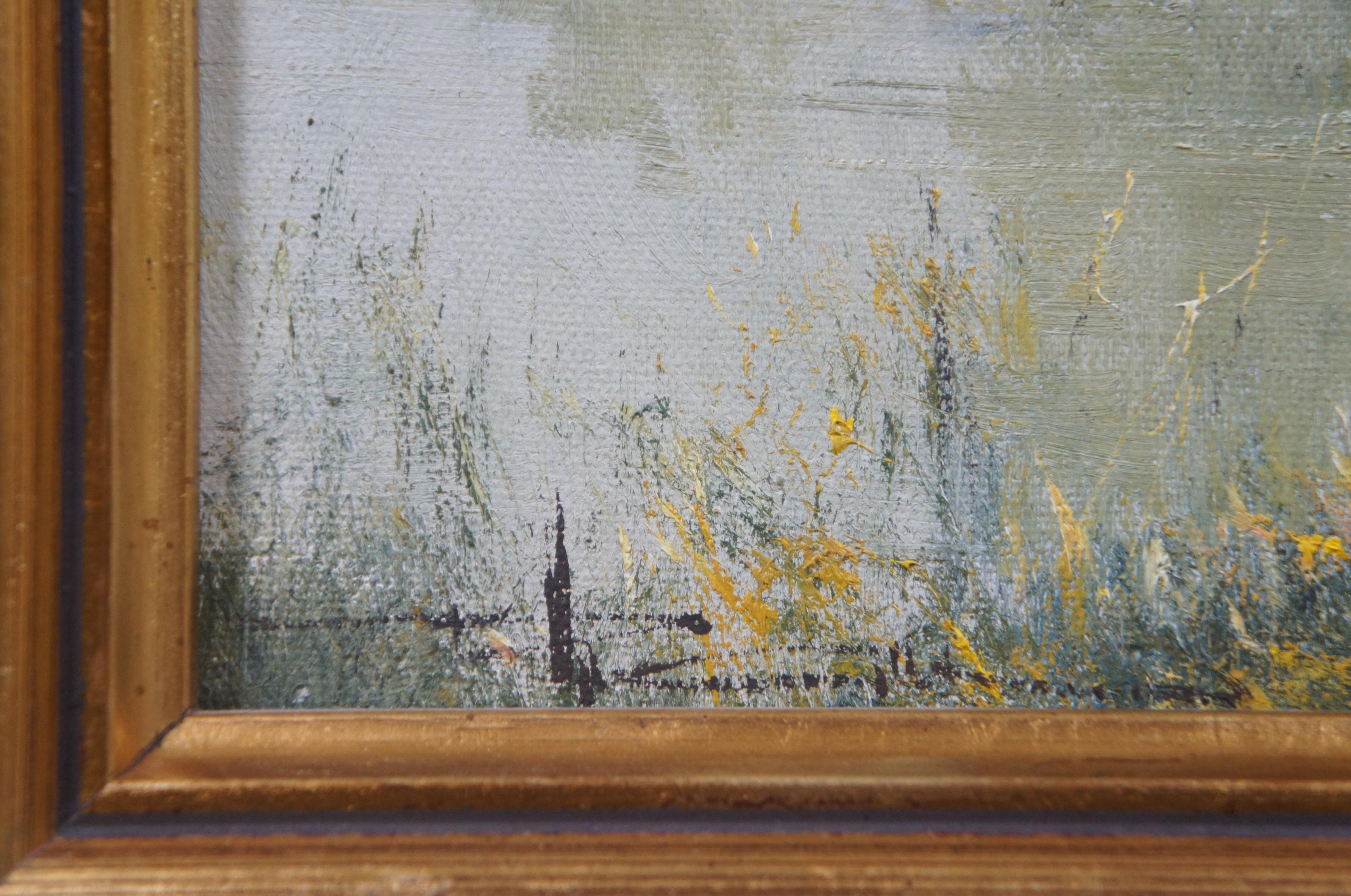 Robert Hagen Impressionist Oil on Canvas Landscape Lake Scene Figures Framed 1