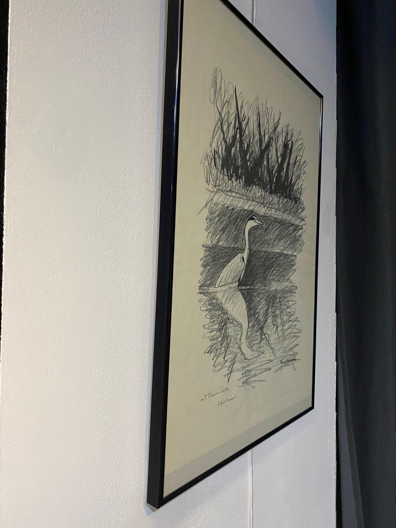 Le héron de Robert Hainard - gravure 49x63 cm 4