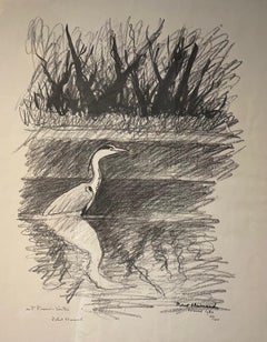 Le héron de Robert Hainard - gravure 49x63 cm