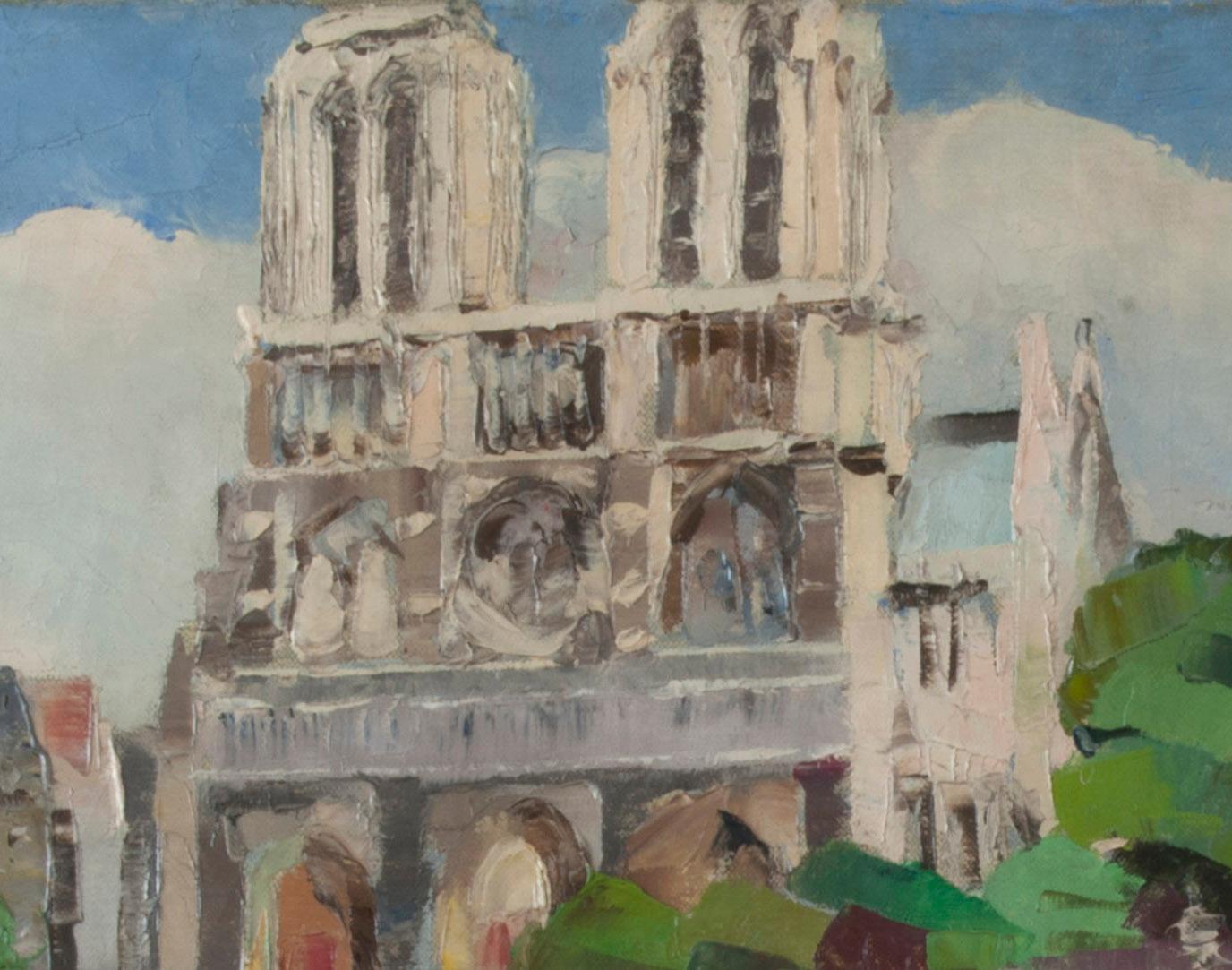Langes Licht Notre Dame – Painting von Robert Hallowell